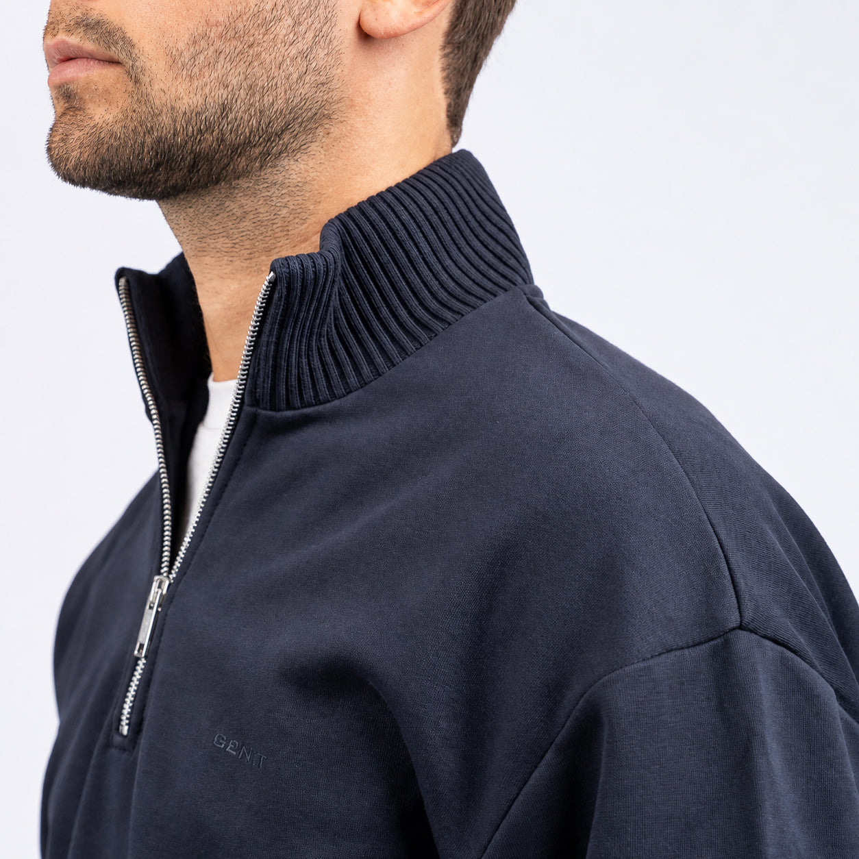 Genti Sweater met Rits Blauw | Cotton