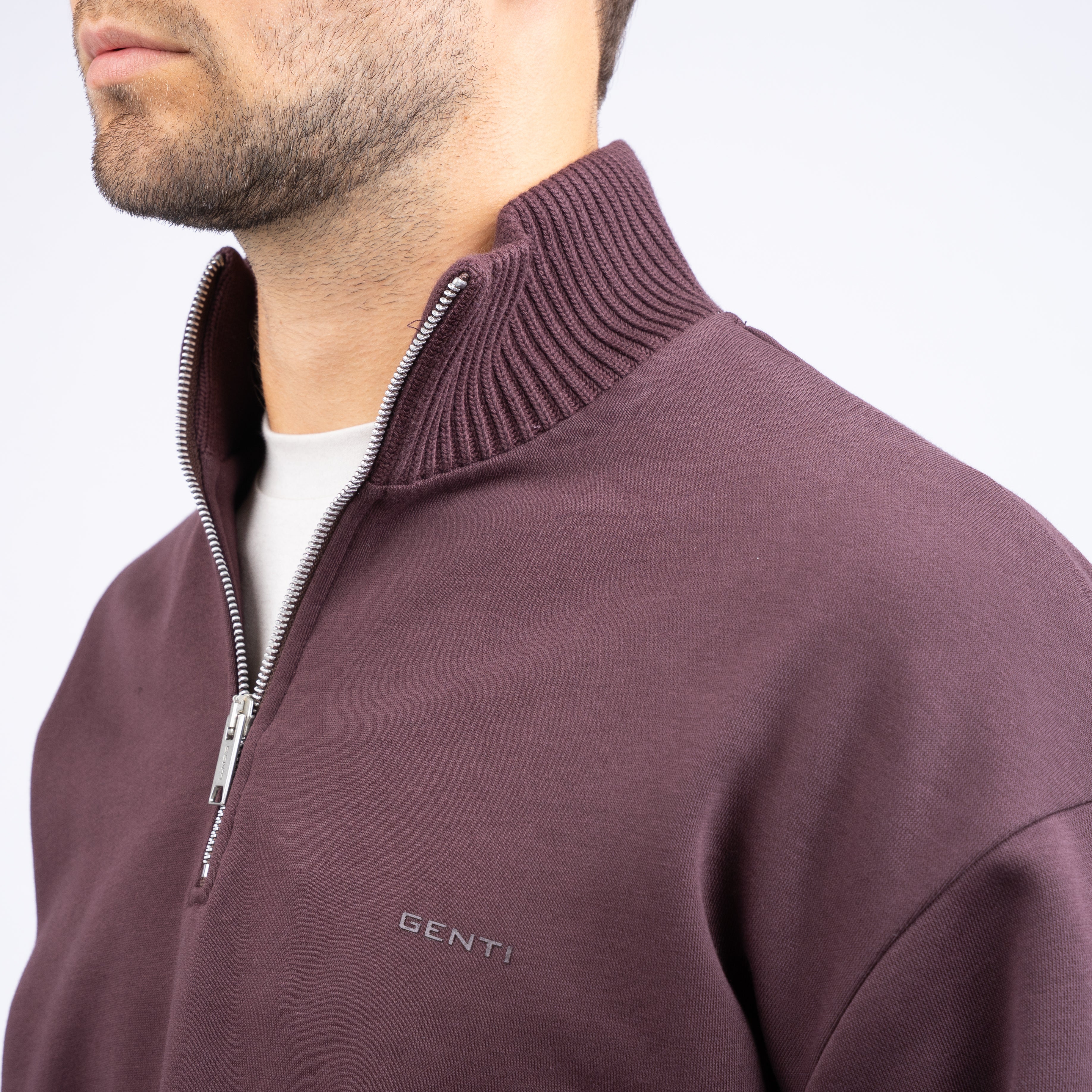 Genti Sweater met Rits Rood | Cotton