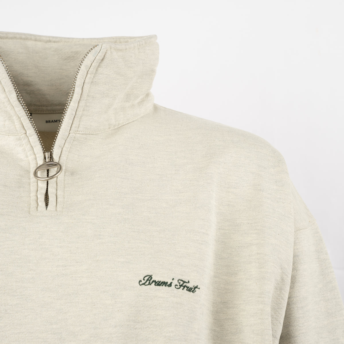 Bram's Fruit Sweater met Rits Beige | Script Logo