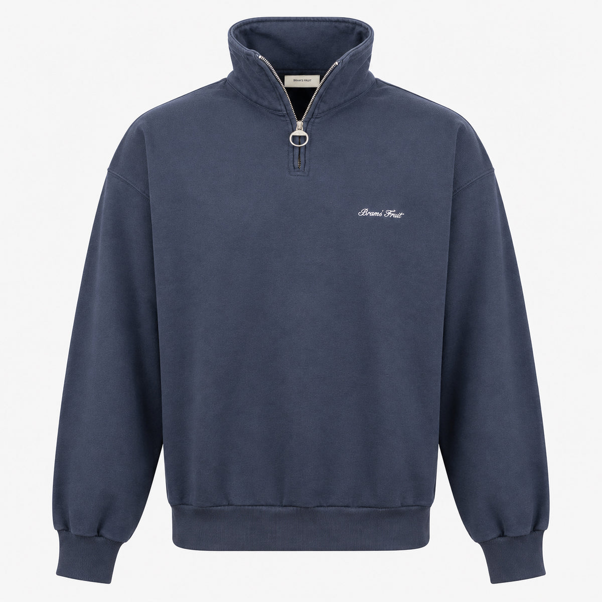 Bram's Fruit Sweater met Rits Blauw | Script Logo