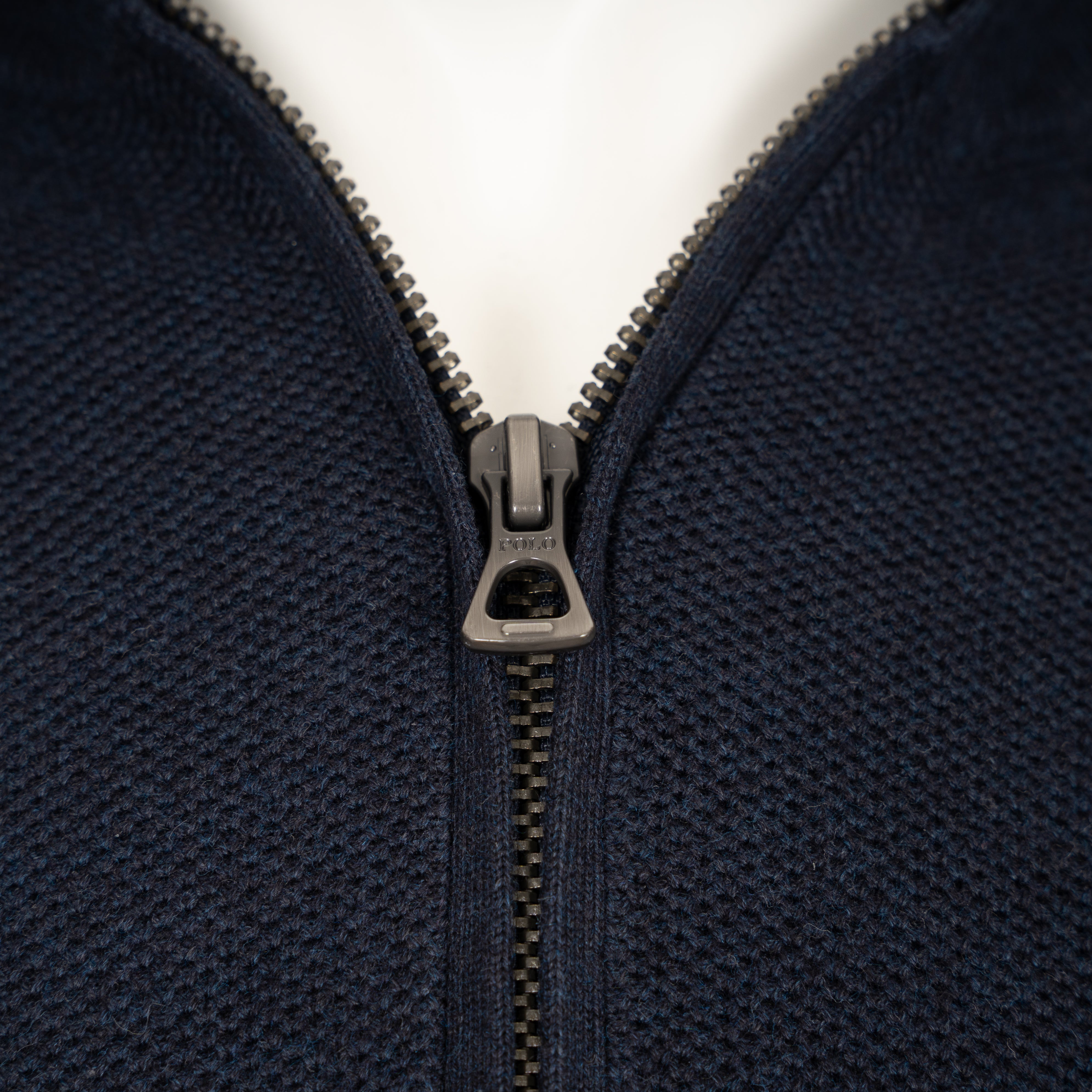 Ralph Lauren Gebreide Trui met Rits Blauw | Mesh Cotton