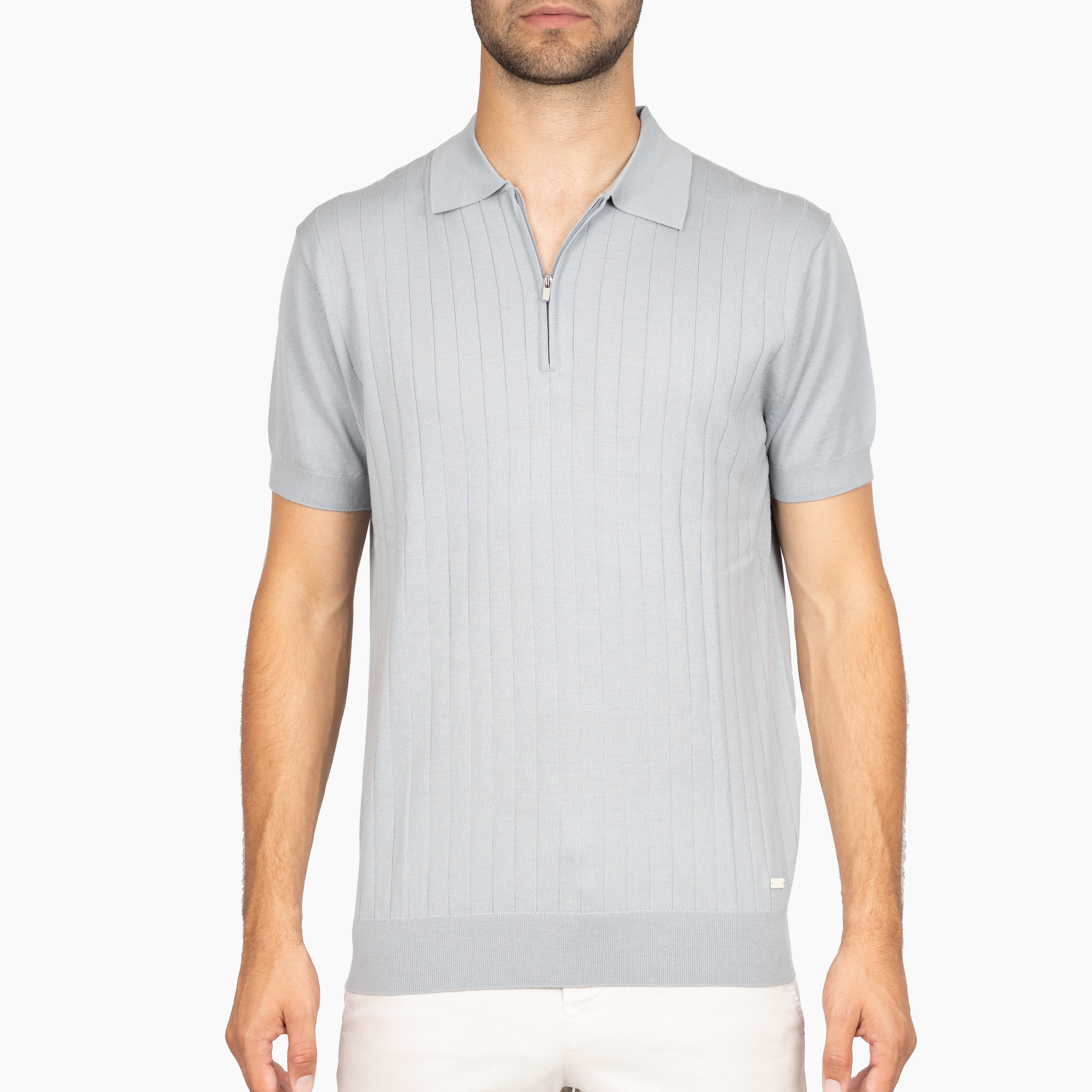 SEVEN DIALS Gebreide Polo met Rits Grijs | Brentt