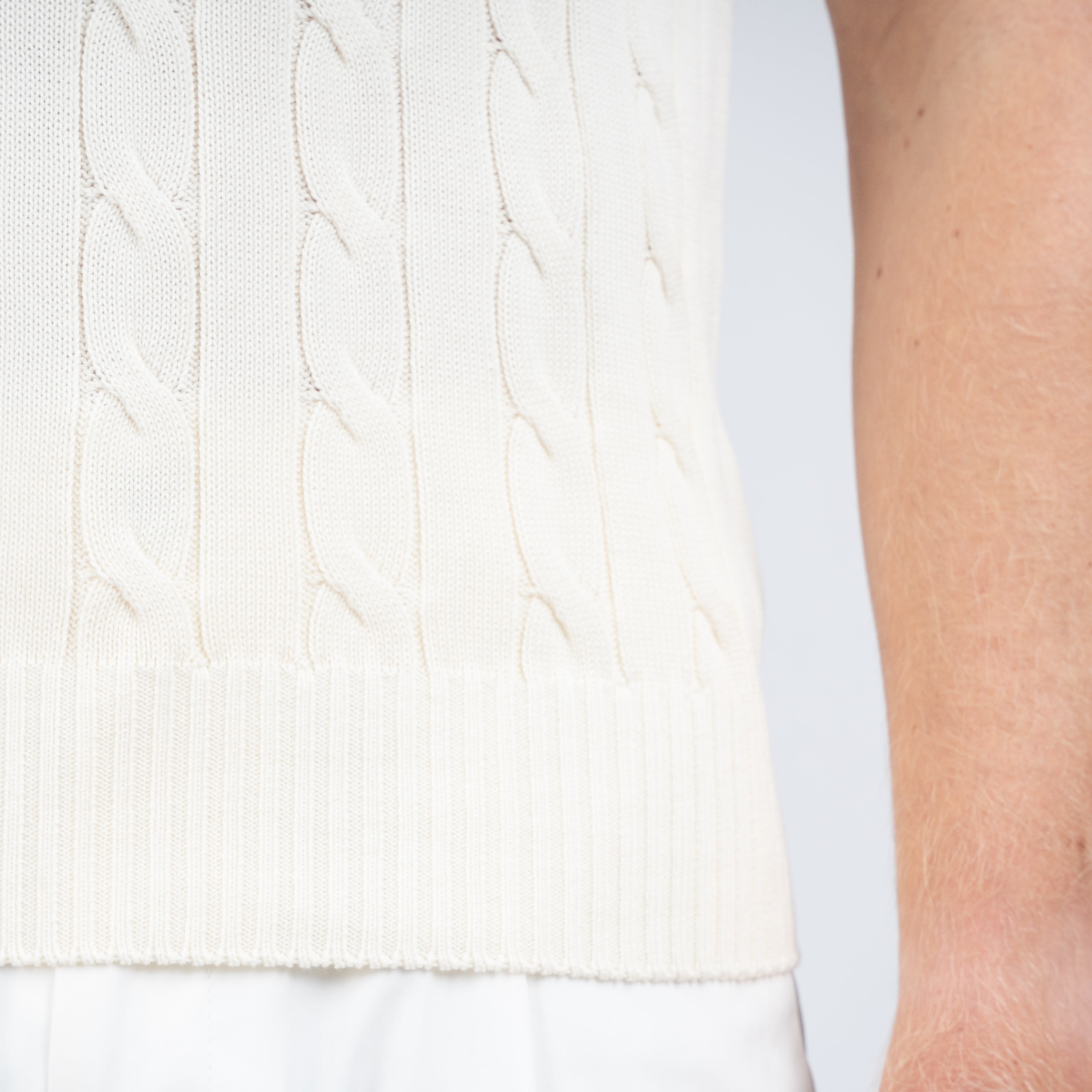 Gran Sasso Gebreide Kabel Polo Crème | Egyptian Cotton