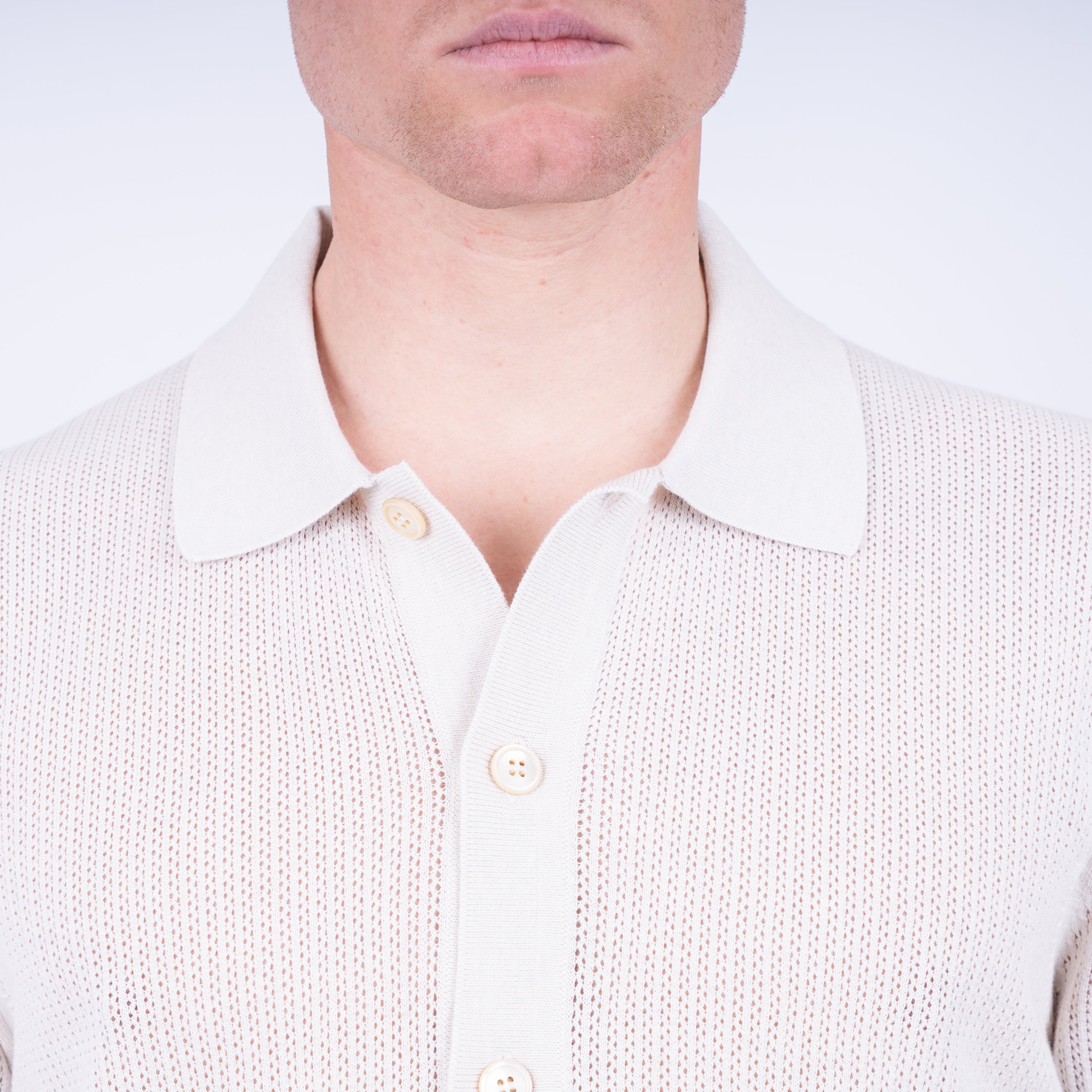 Gran Sasso Doorknoop Polo Off-White | Fresh Cotton
