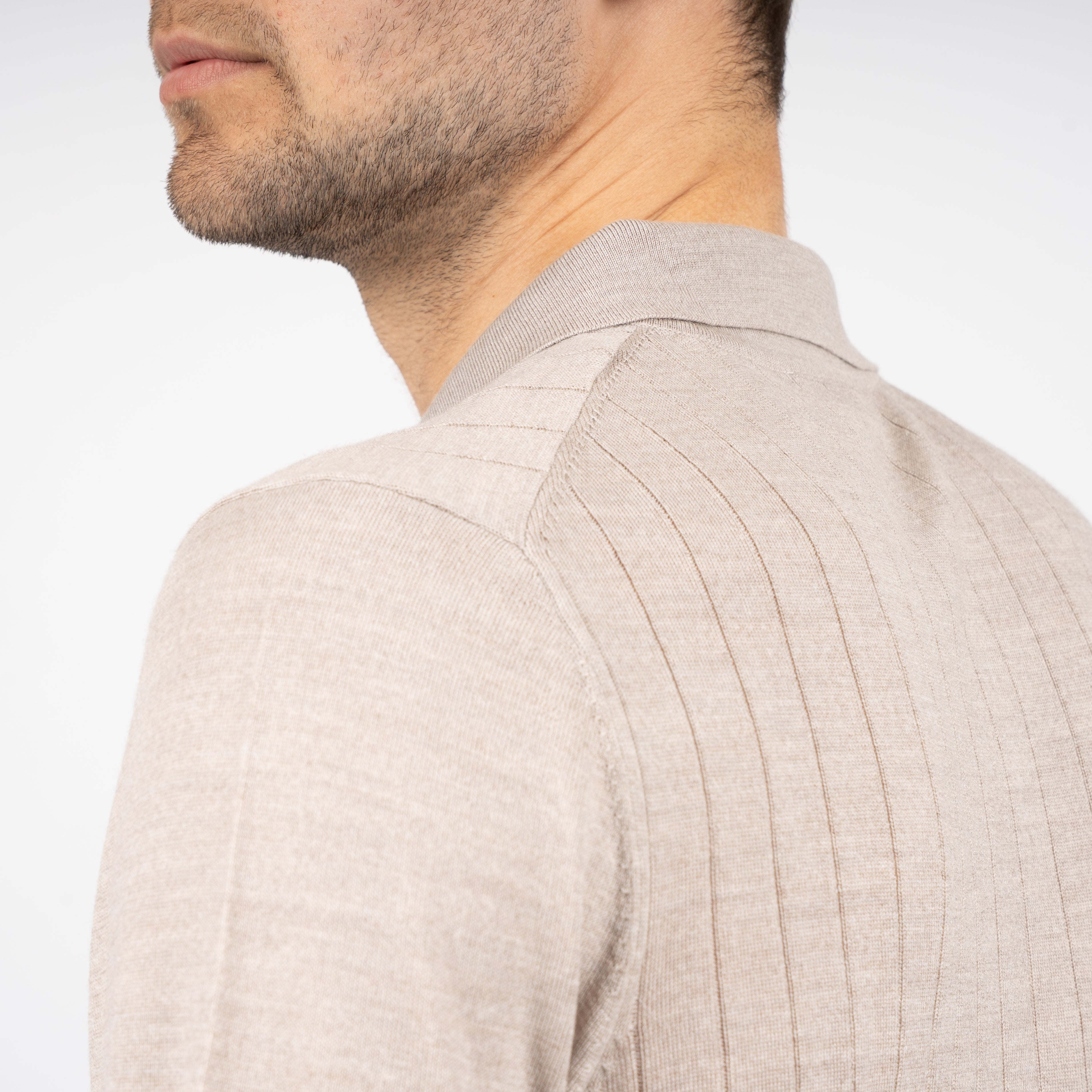 SEVEN DIALS Gebreide Polo met Rits Beige | Brentt