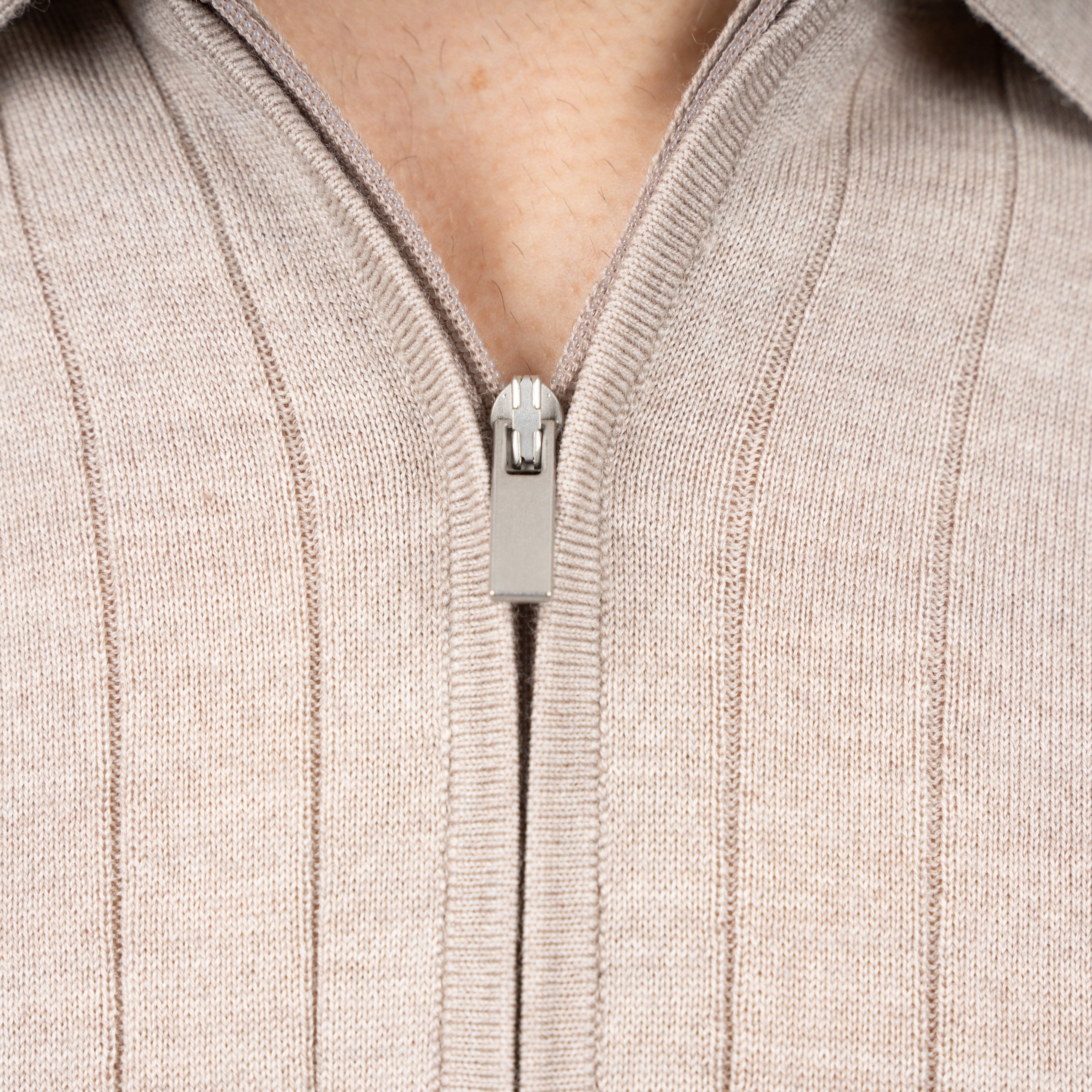 SEVEN DIALS Gebreide Polo met Rits Beige | Brentt