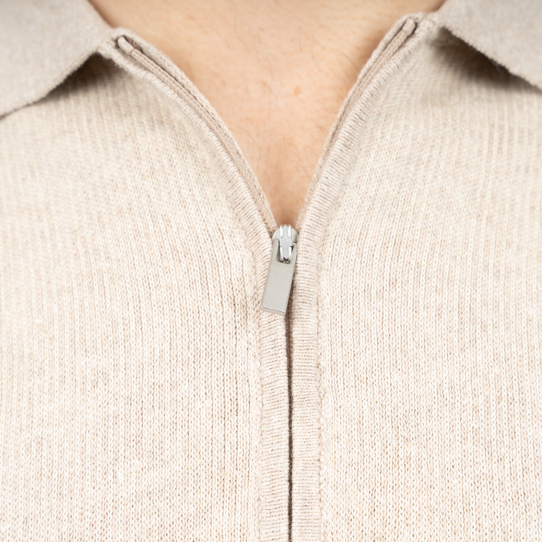SEVEN DIALS Gebreide Polo met Rits Beige | Desmond