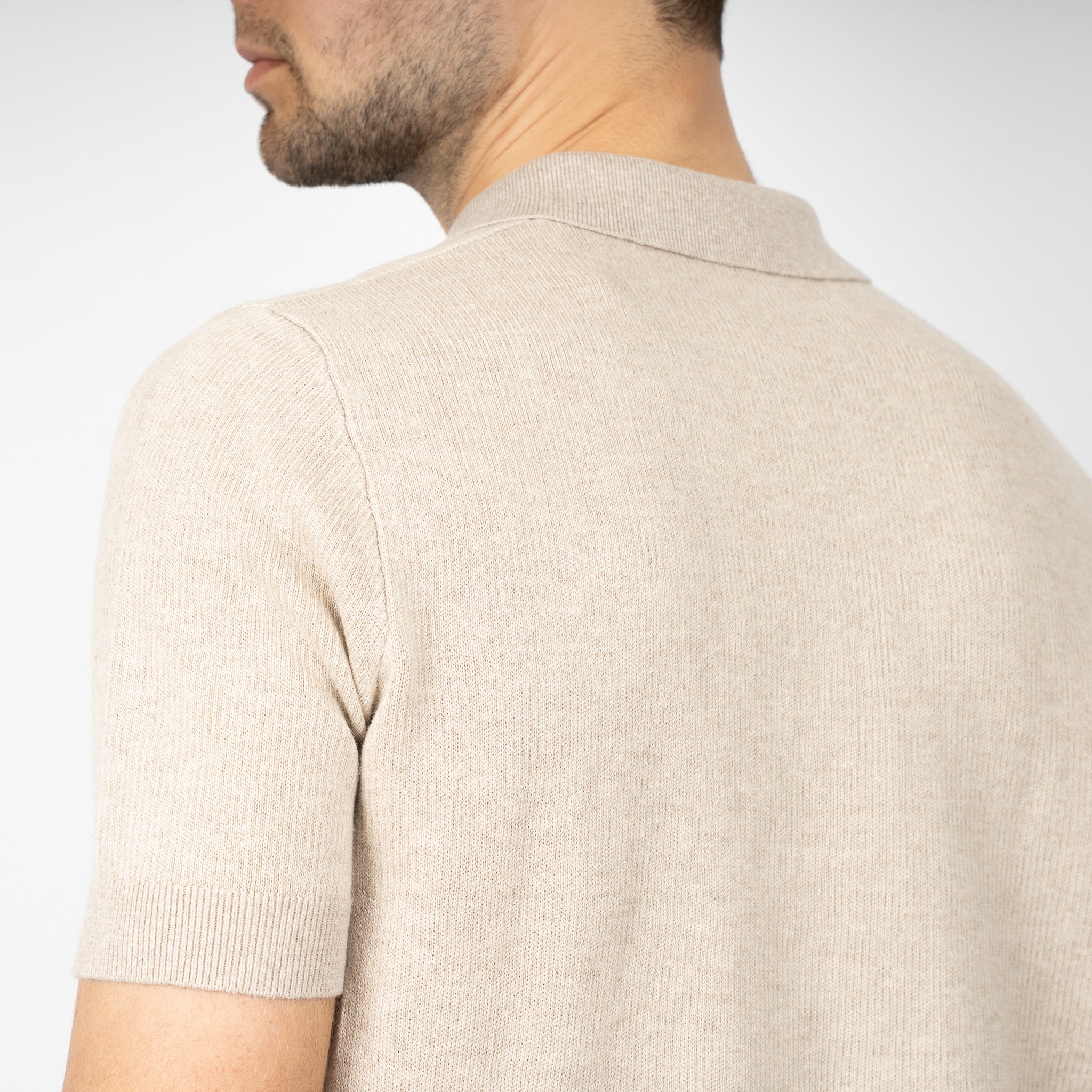 SEVEN DIALS Gebreide Polo met Rits Beige | Desmond
