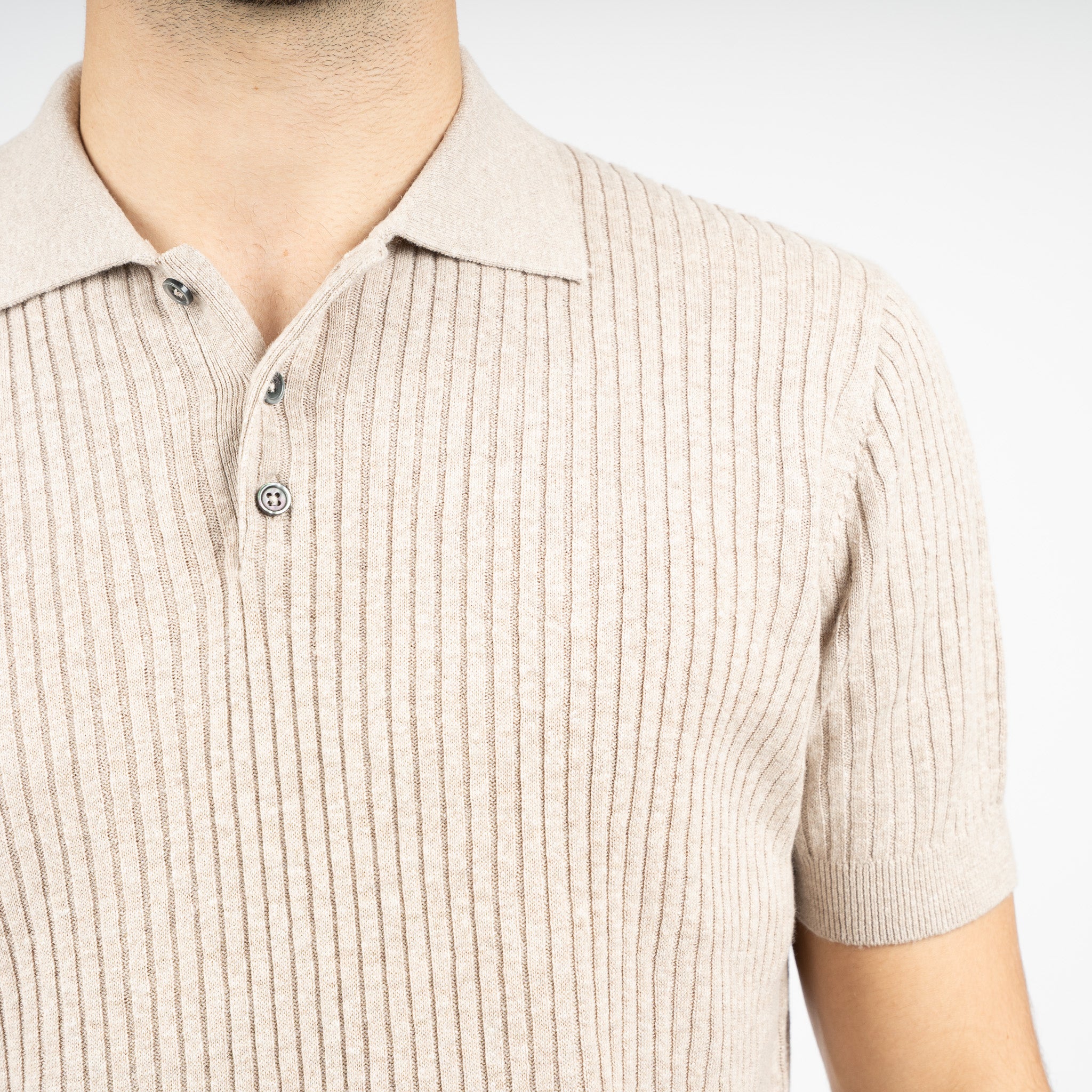 SEVEN DIALS Gebreide Polo Beige | Rio
