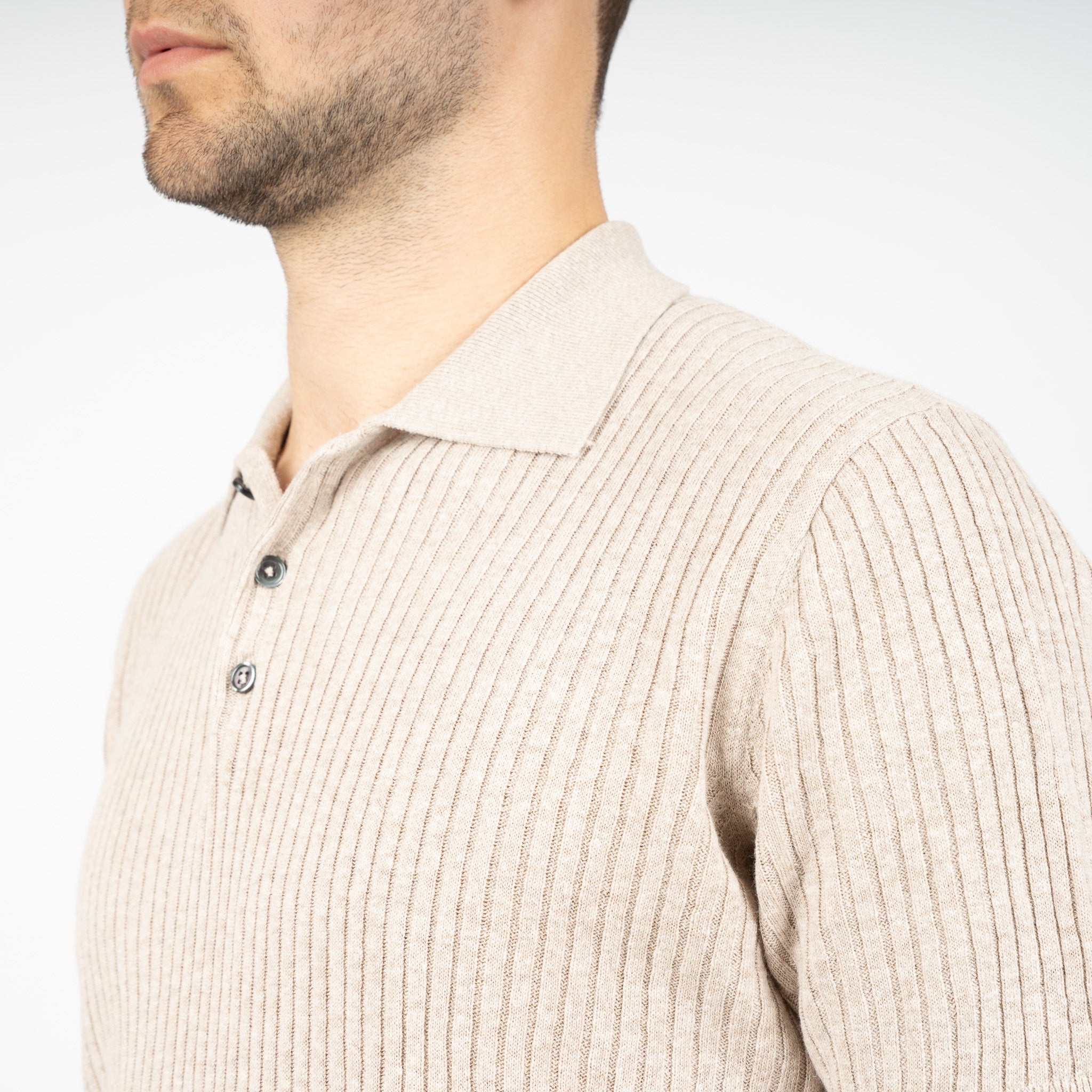 SEVEN DIALS Gebreide Polo Beige | Rio