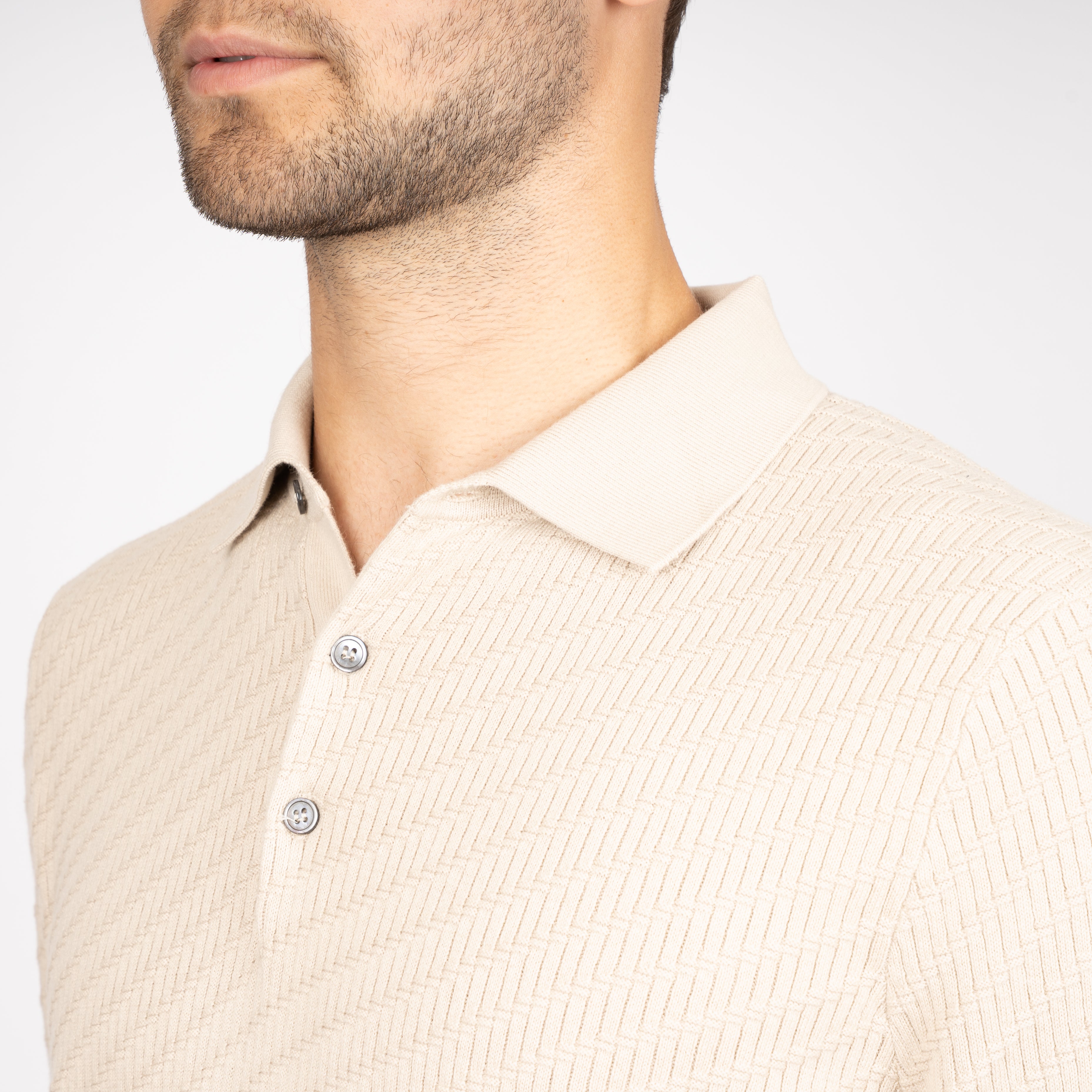 SEVEN DIALS Gebreide Polo Beige | Adrin