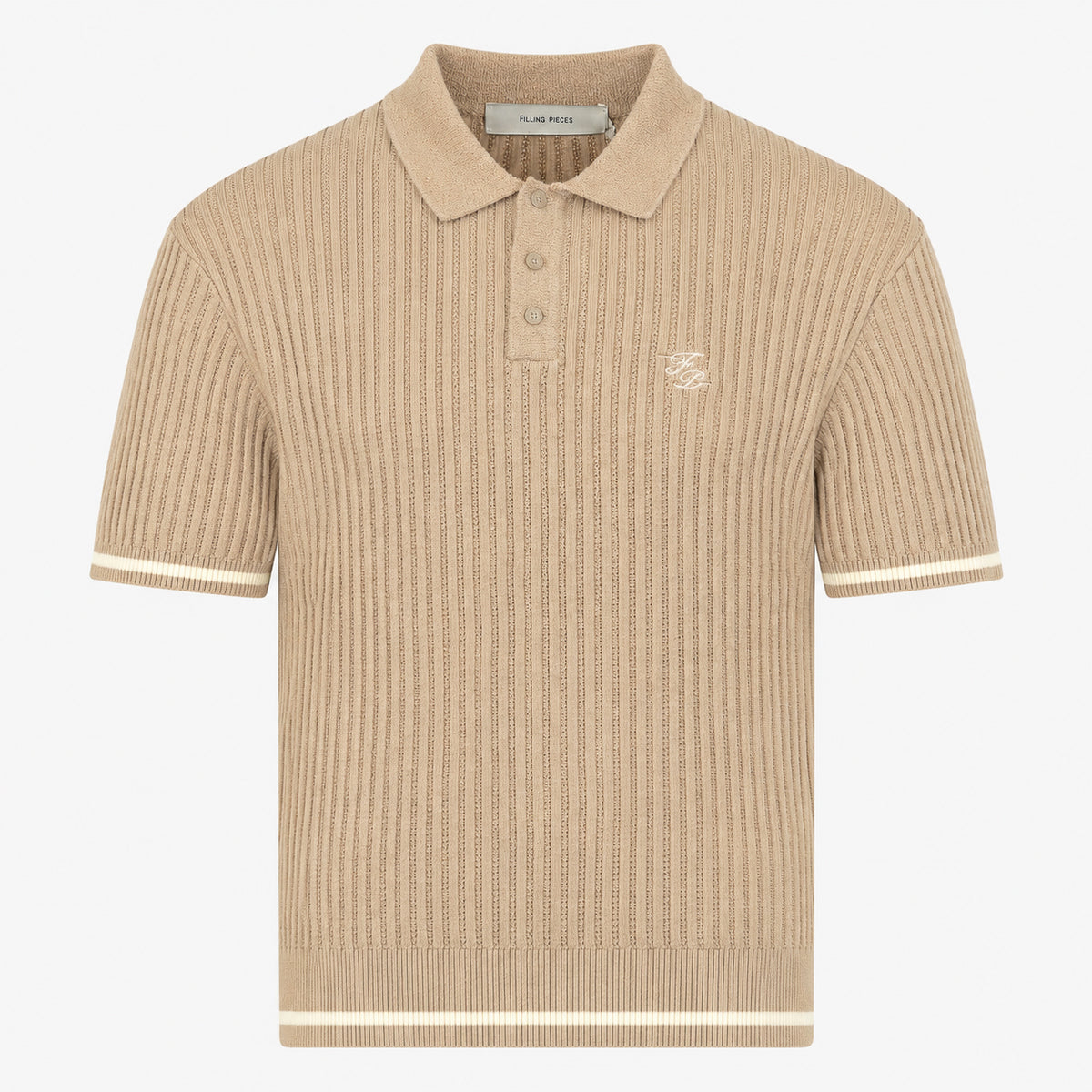 Filling Pieces Gebreide Polo Beige | Knit Polo Boucle