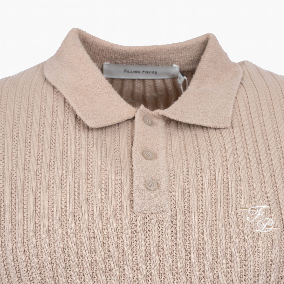 Filling Pieces Gebreide Polo Beige | Knit Polo Boucle