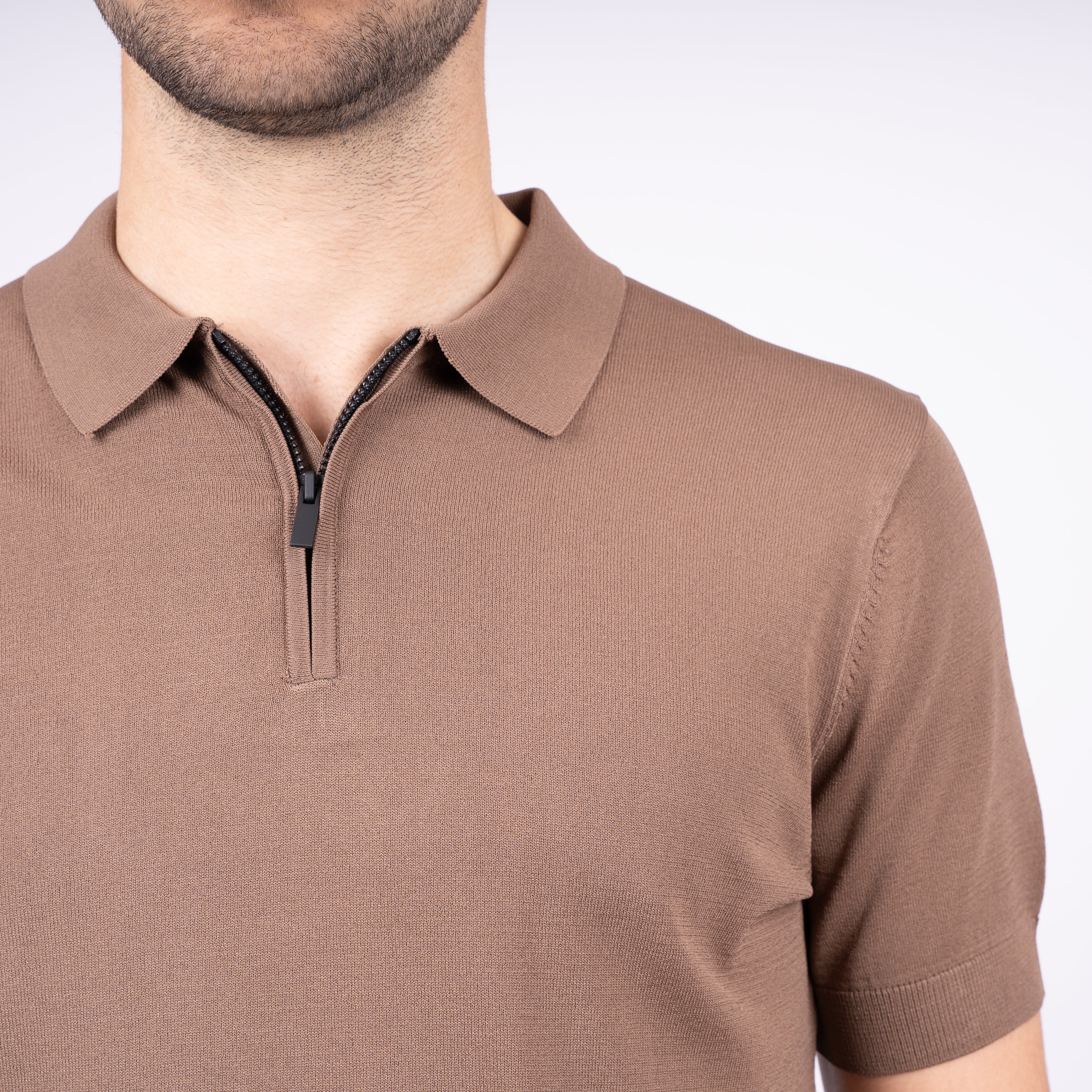 SEVEN DIALS Technische Polo met Rits Roestbruin | Osric
