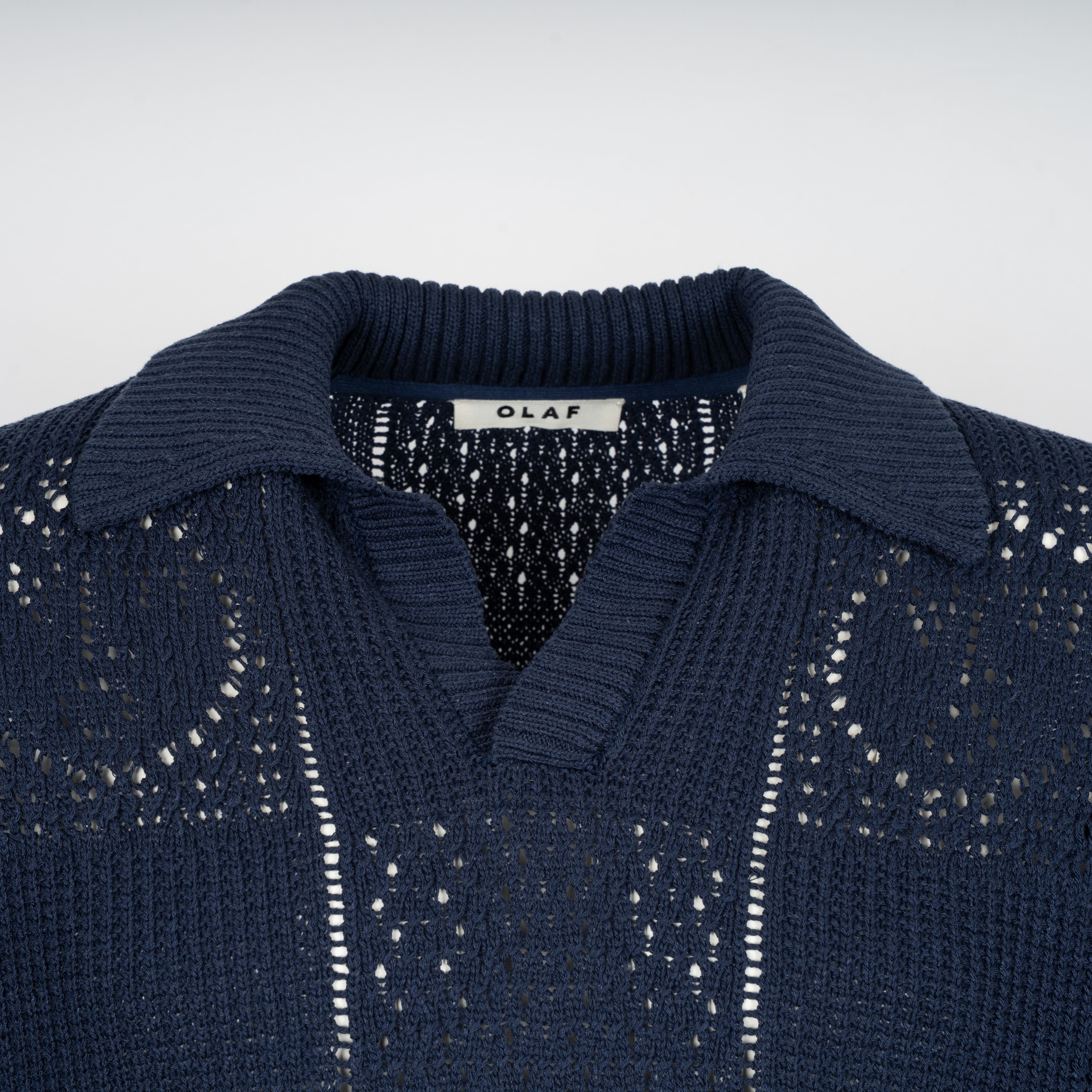 Olaf Gebreide Polo Blauw | Face Logo
