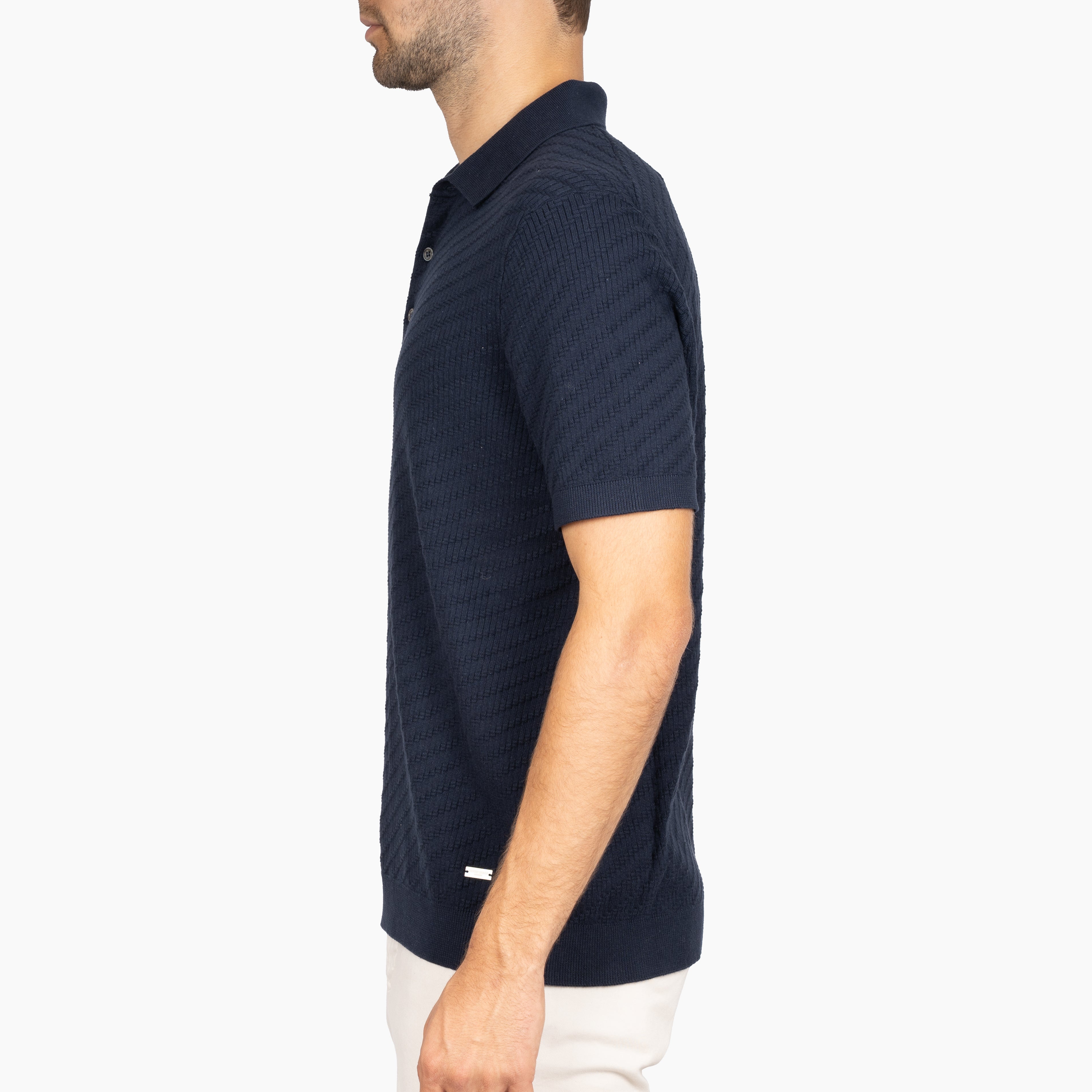 SEVEN DIALS Gebreide Polo Blauw | Adrin