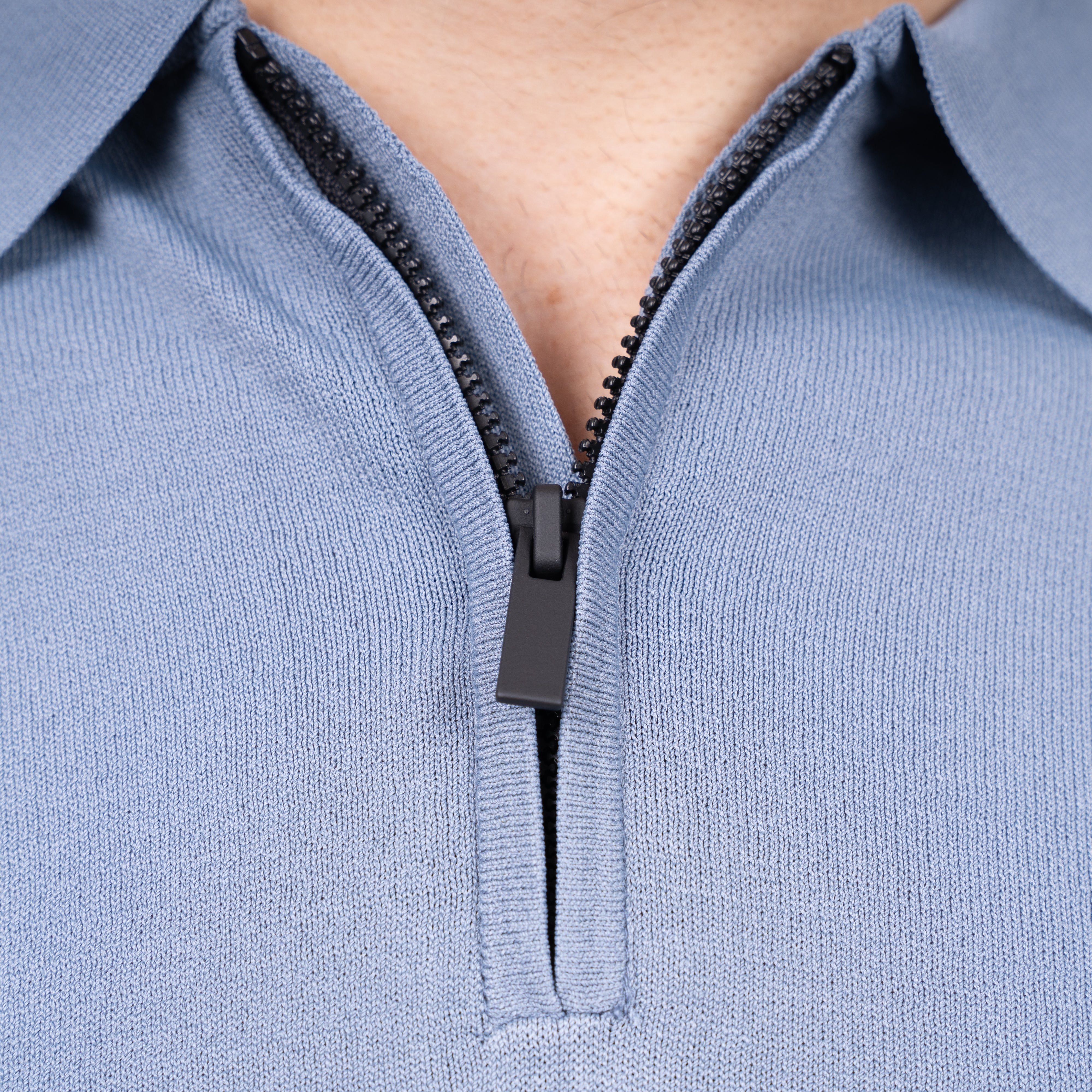 SEVEN DIALS Technische Polo met Rits Staalblauw | Osric