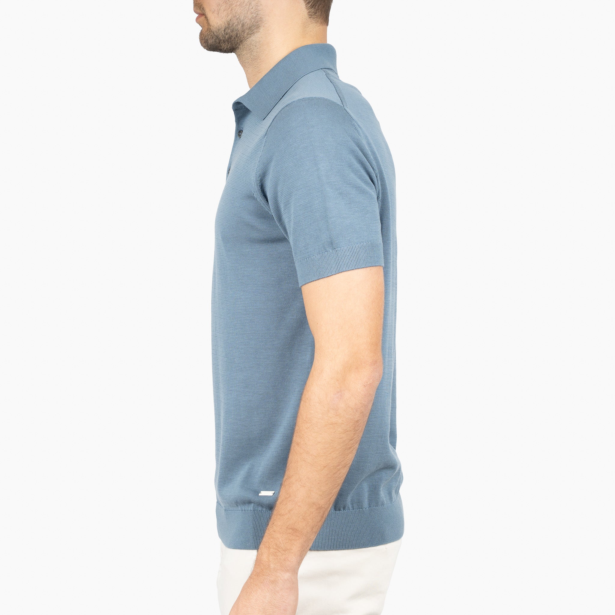 SEVEN DIALS Gebreide Polo Staalblauw | Fillin