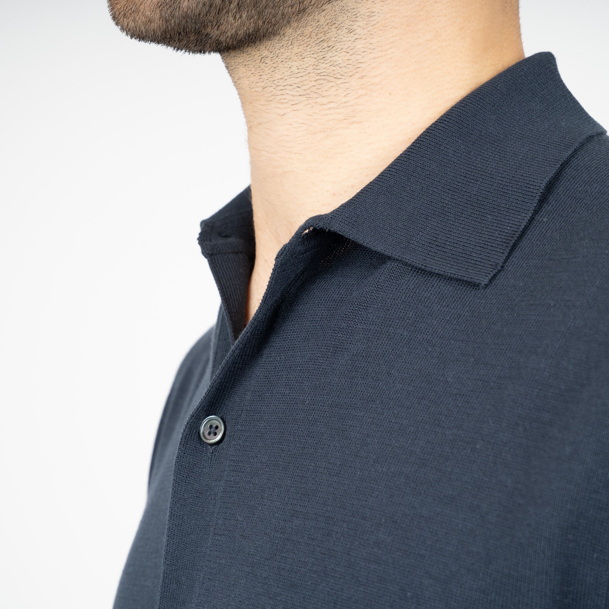 SEVEN DIALS Gebreide Doorknoop Polo Blauw | Rudy