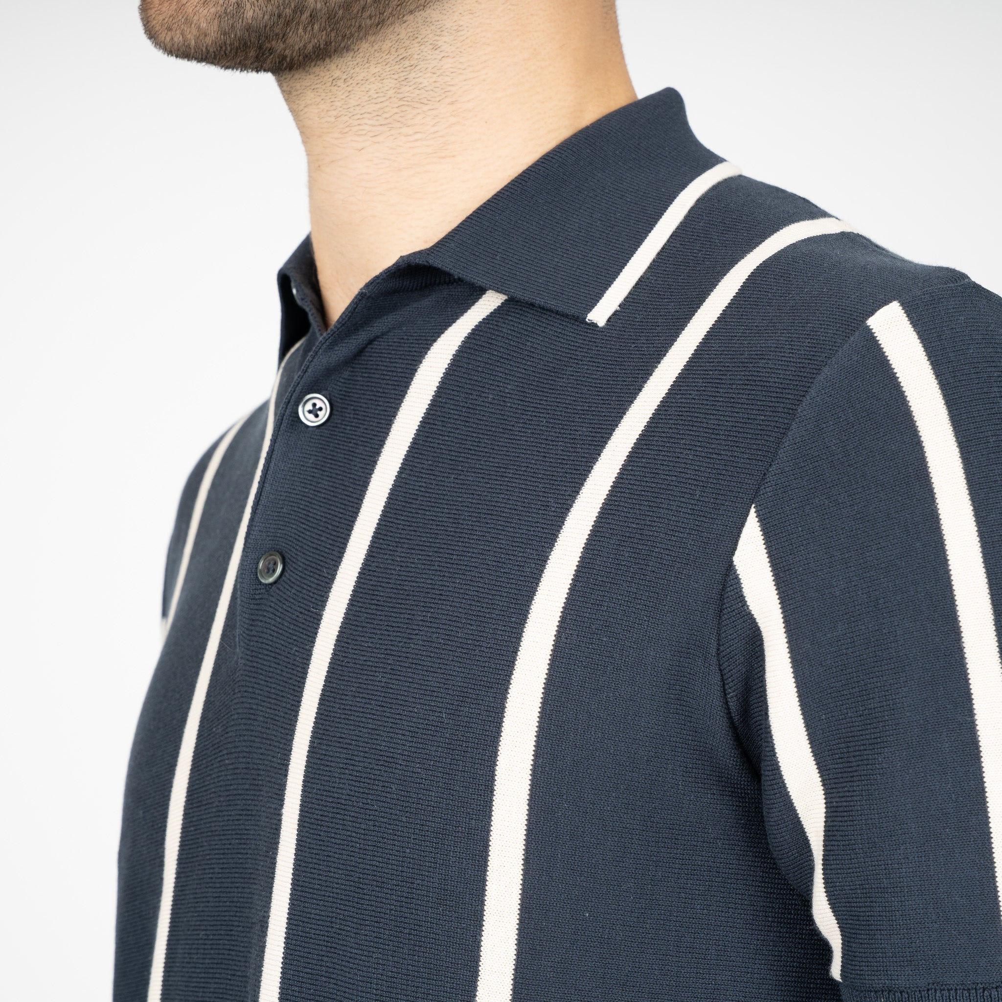 SEVEN DIALS Gebreide Polo Blauw | Rayan