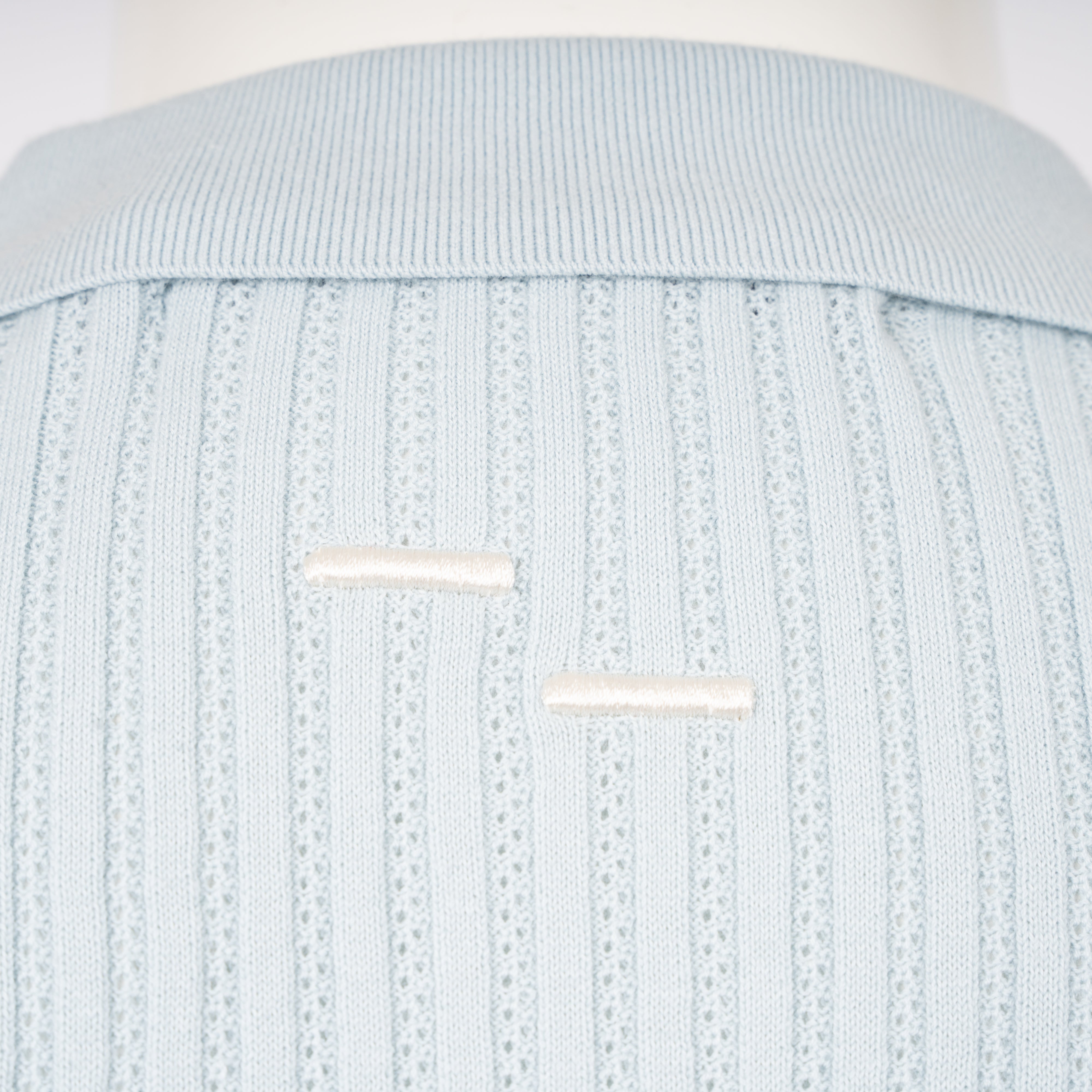 Filling Pieces Gebreide Polo Lichtblauw | Fine Knit