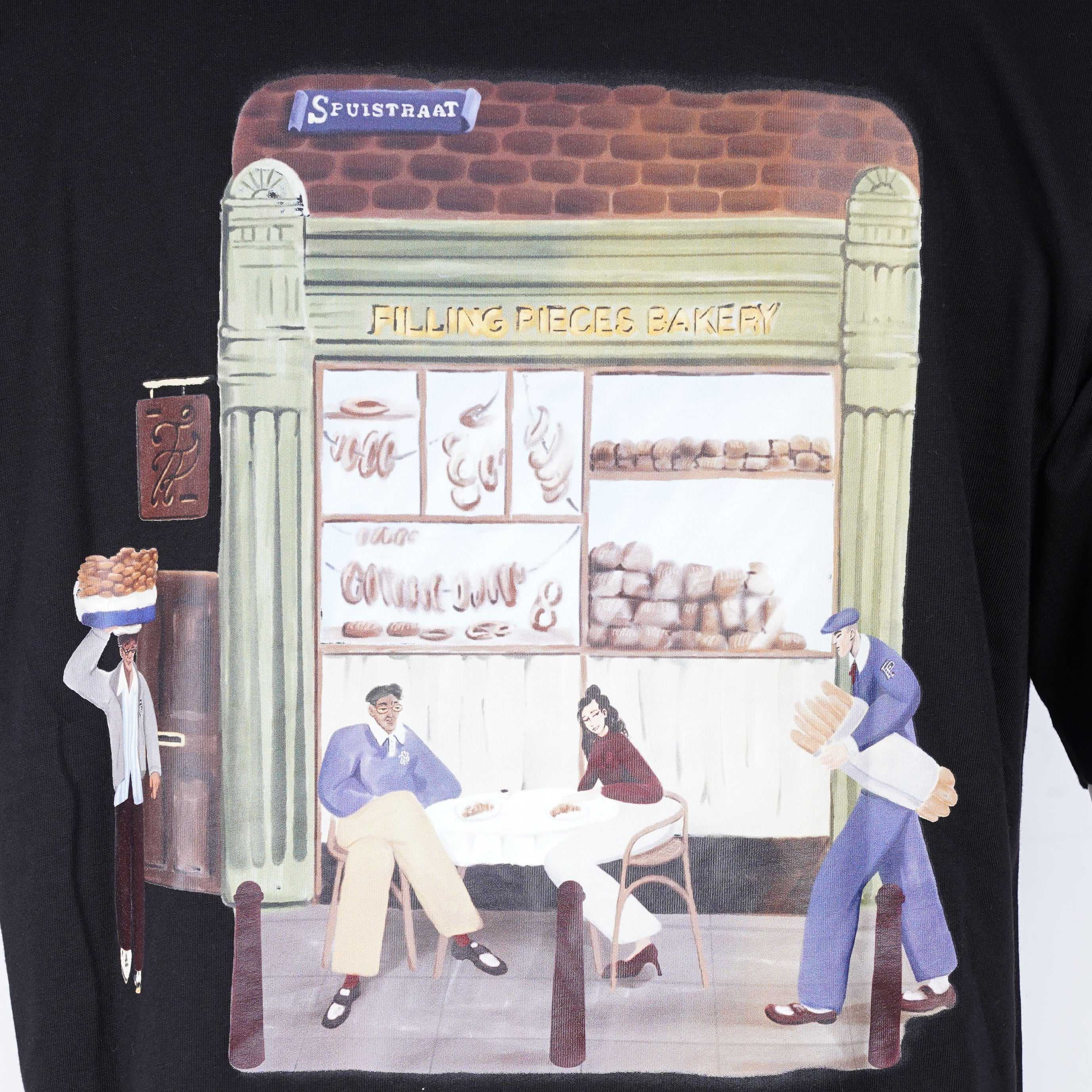 Filling Pieces T-Shirt Backprint Zwart | Bakery