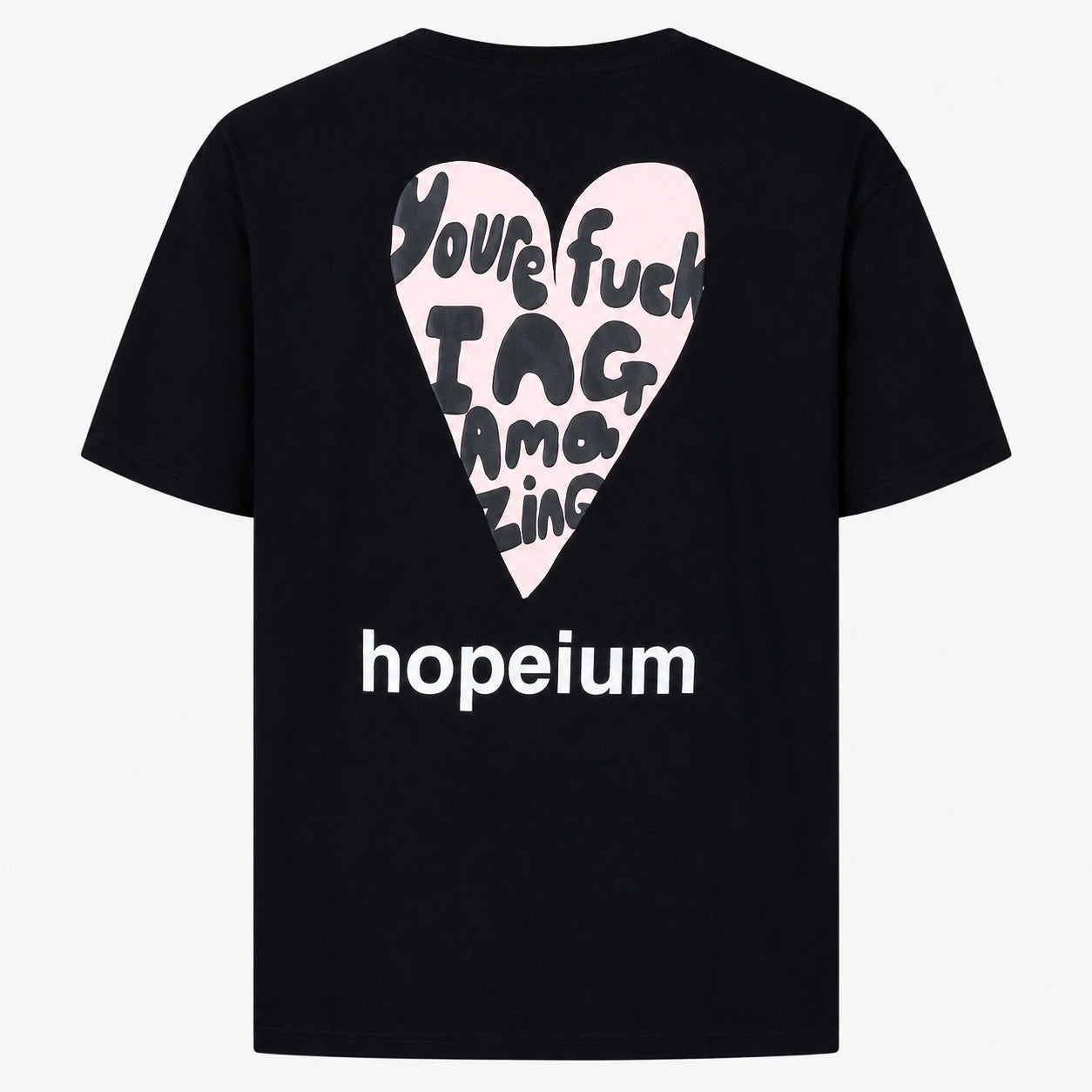 Hopeium T-Shirt Backprint Zwart | F*cking Amazing Tee
