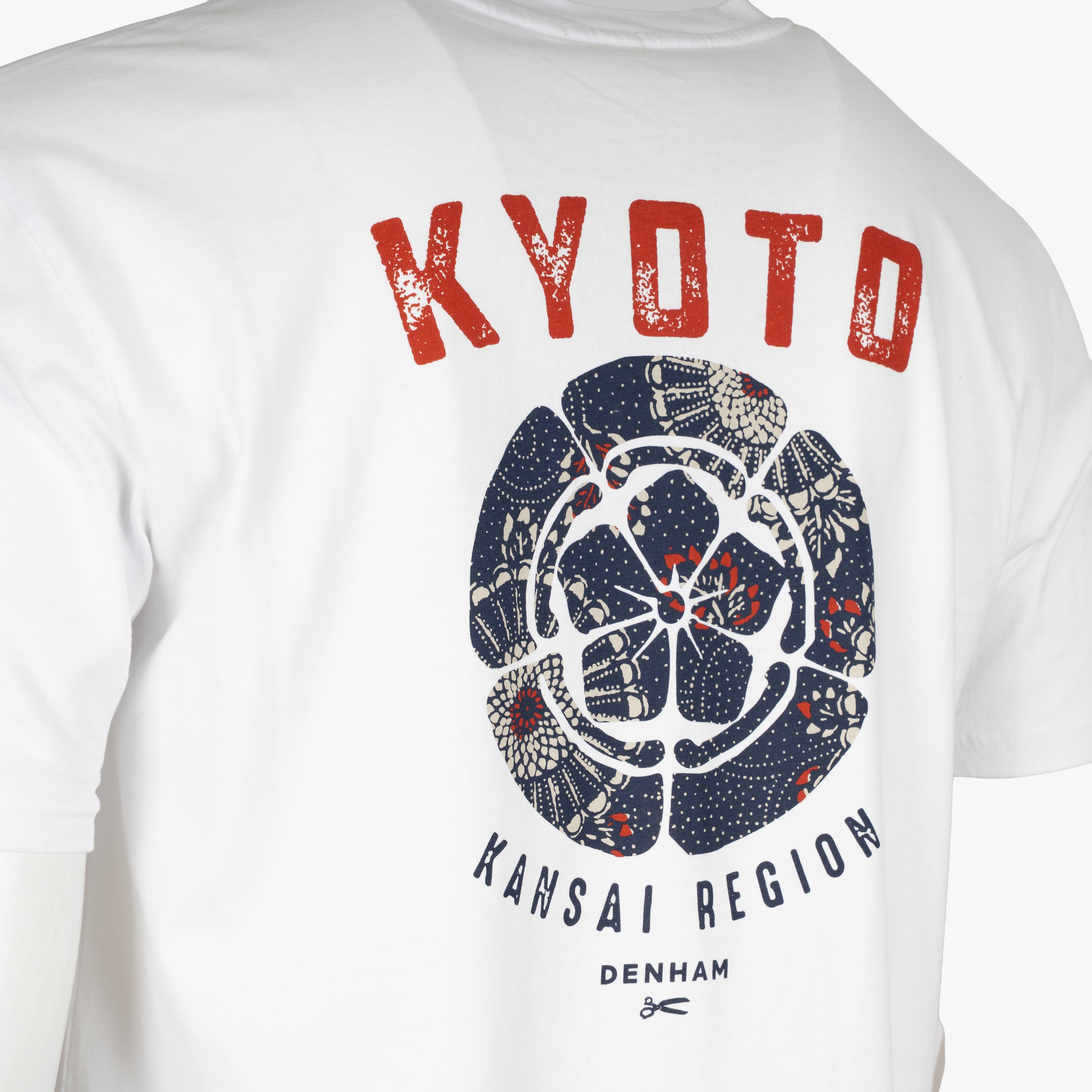 Denham T-Shirt Backprint Wit | Kyoto Graphic Tee