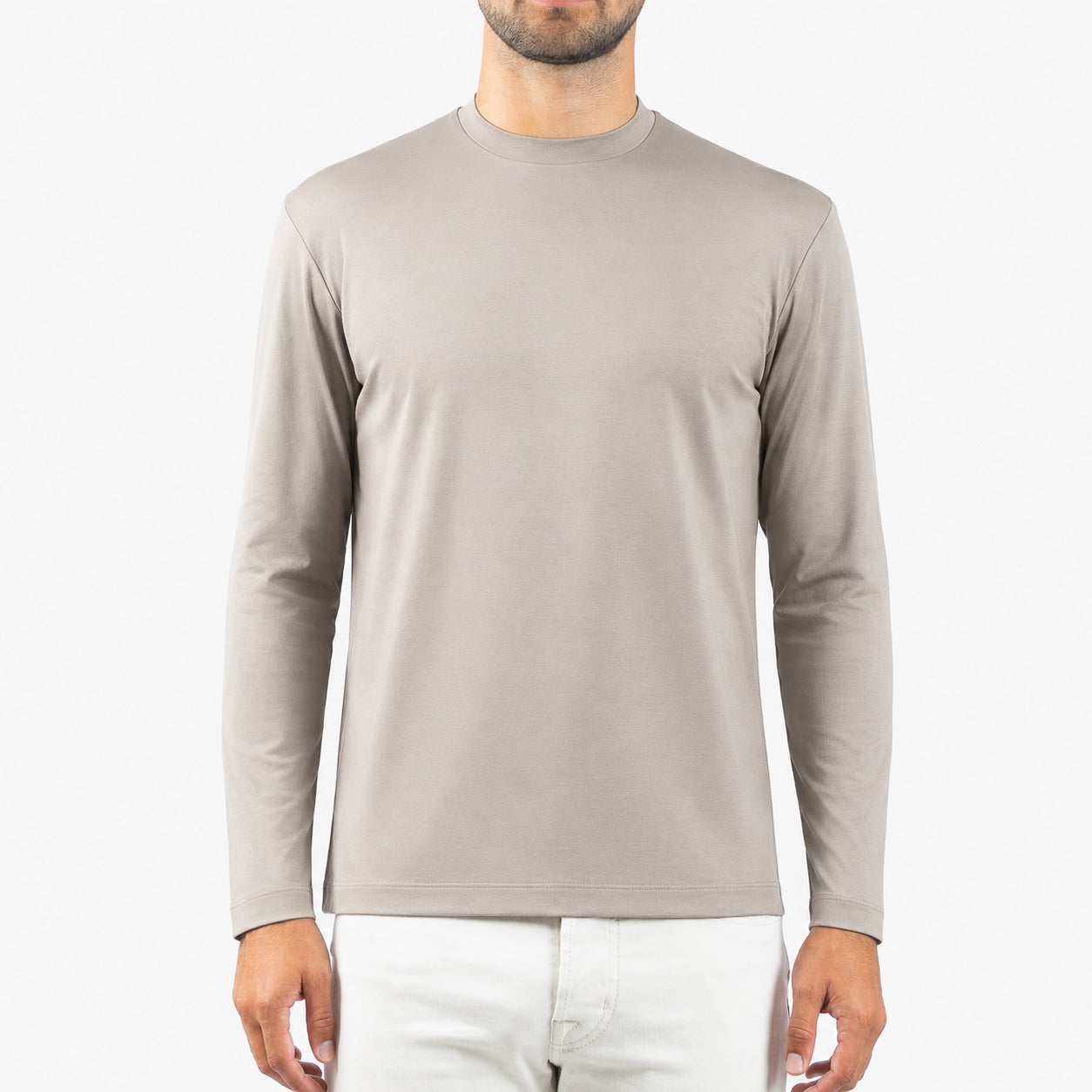 Valenza Longsleeve T-Shirt Beige | Interlock Supima T-Shirt L/S