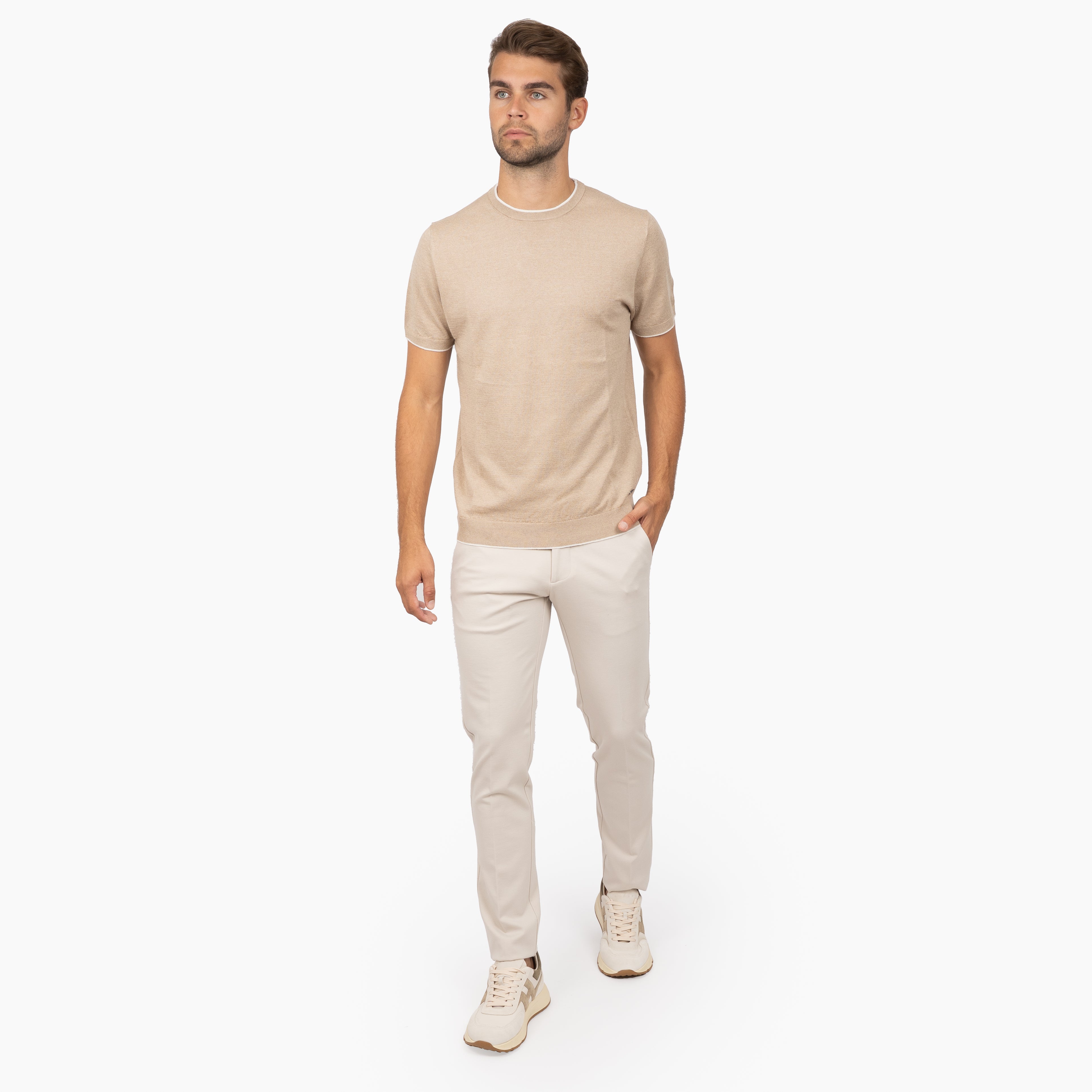 SEVEN DIALS Gebreid T-Shirt Zand | Bennet