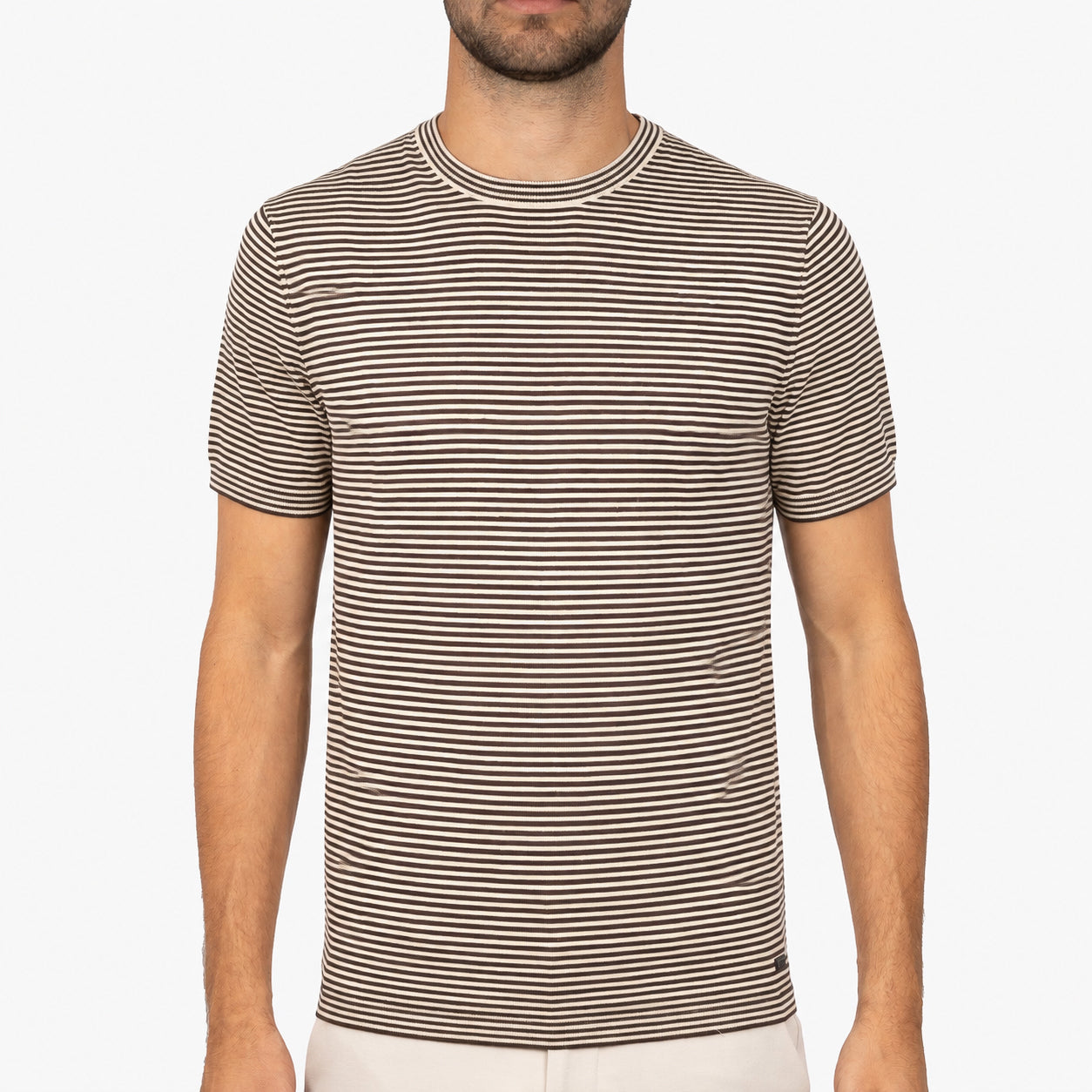 SEVEN DIALS Gebreid T-Shirt Bruin Gestreept | Charsly