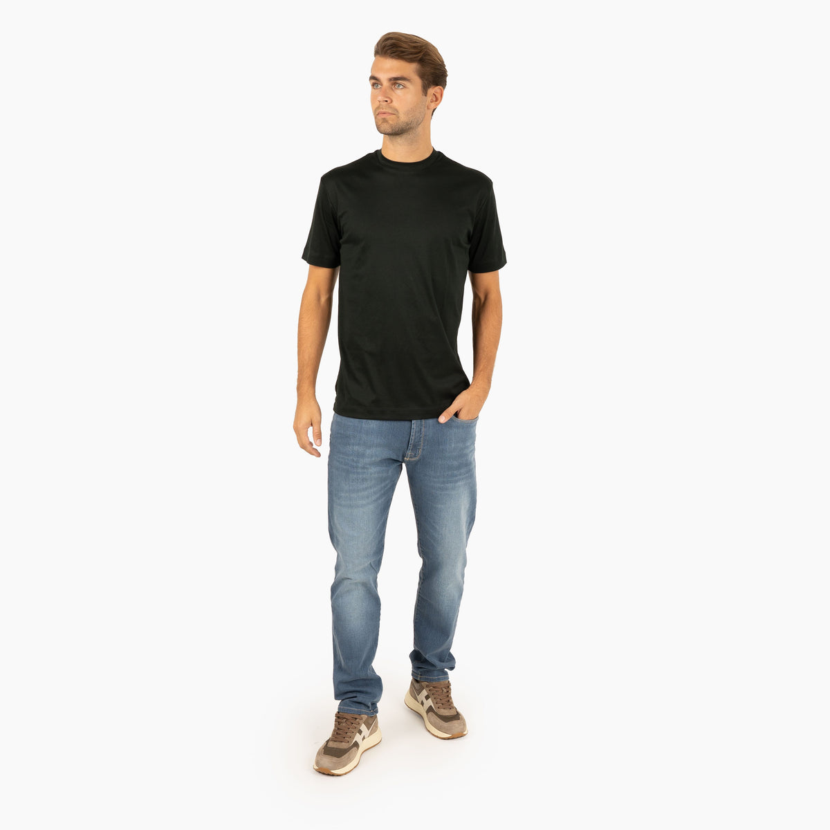 Valenza T-Shirt Donkergroen | Interlock Supima Cotton