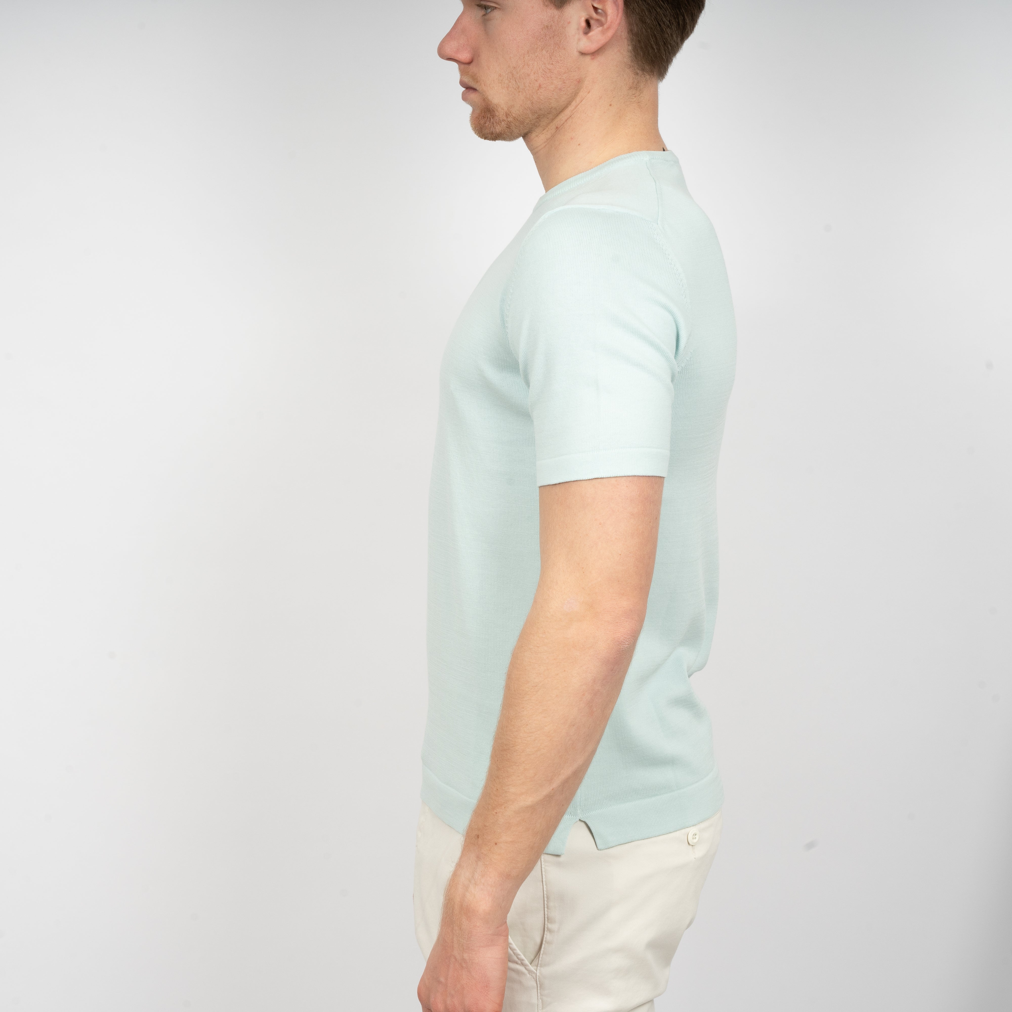 Gran Sasso T-Shirt Aquablauw | Egyptian Giza Cotton Knit