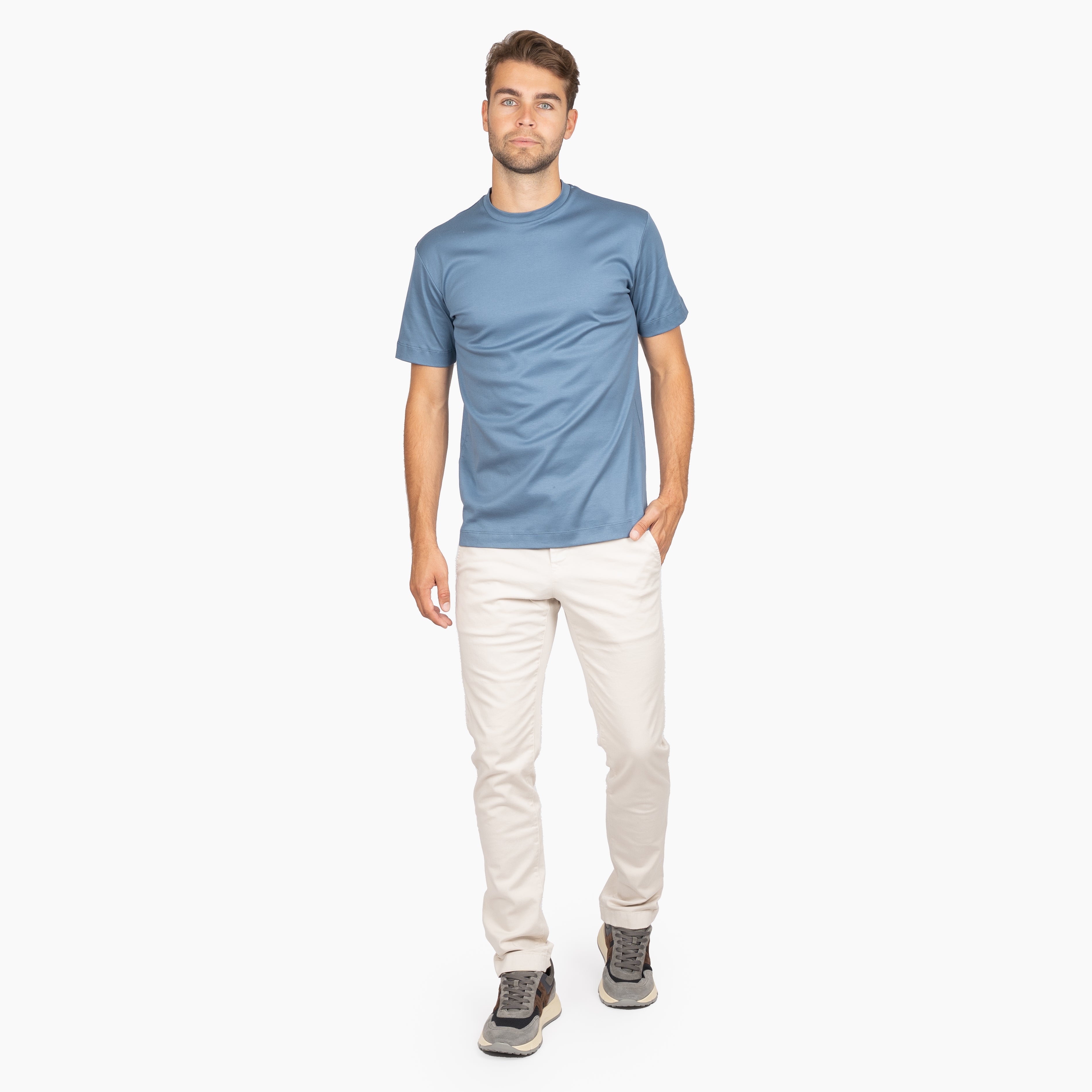 Valenza T-Shirt Staalblauw | Interlock Supima Cotton
