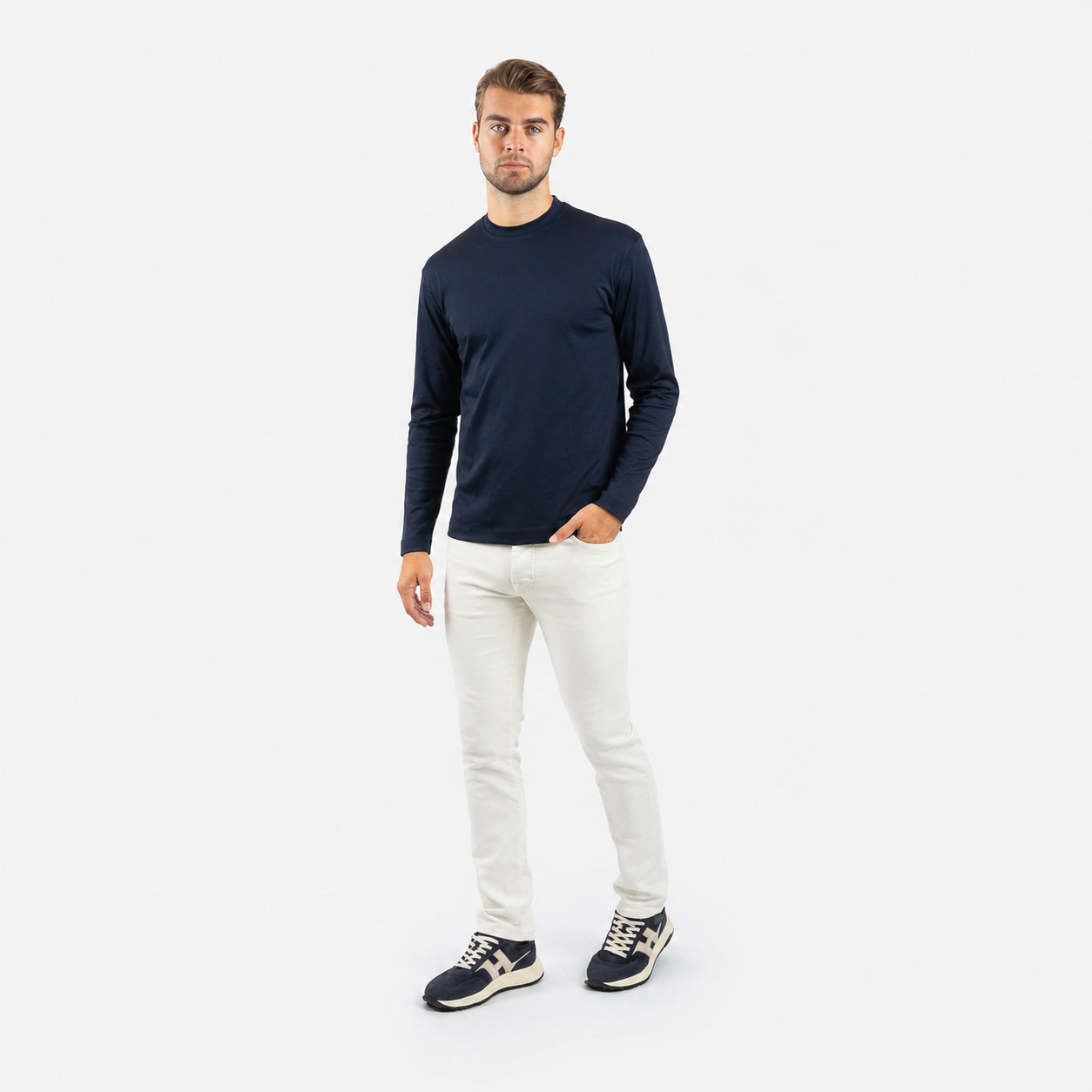 Valenza Longsleeve T-Shirt Blauw | Interlock Supima T-Shirt L/S
