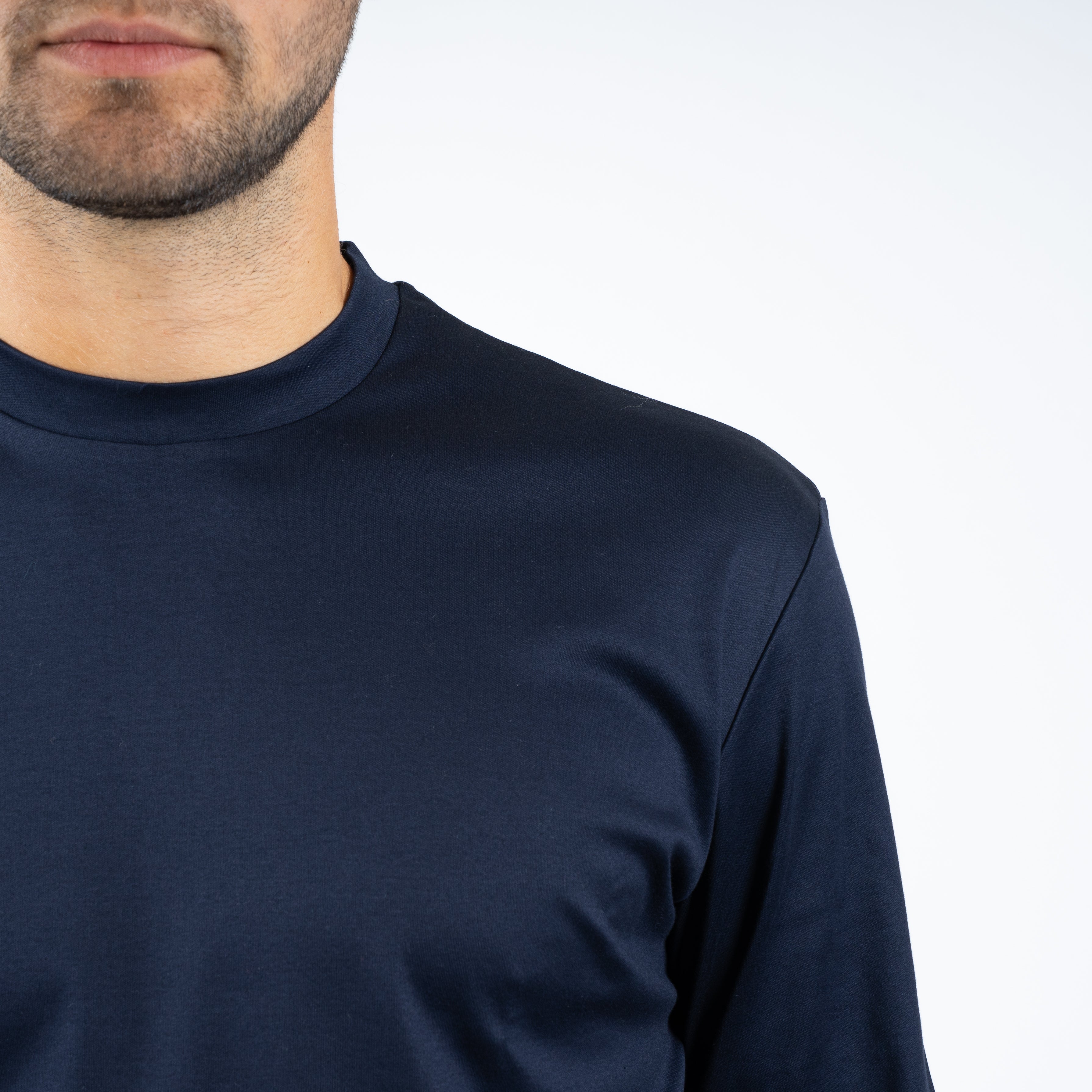 Valenza Longsleeve T-Shirt Blauw | Interlock Supima T-Shirt L/S
