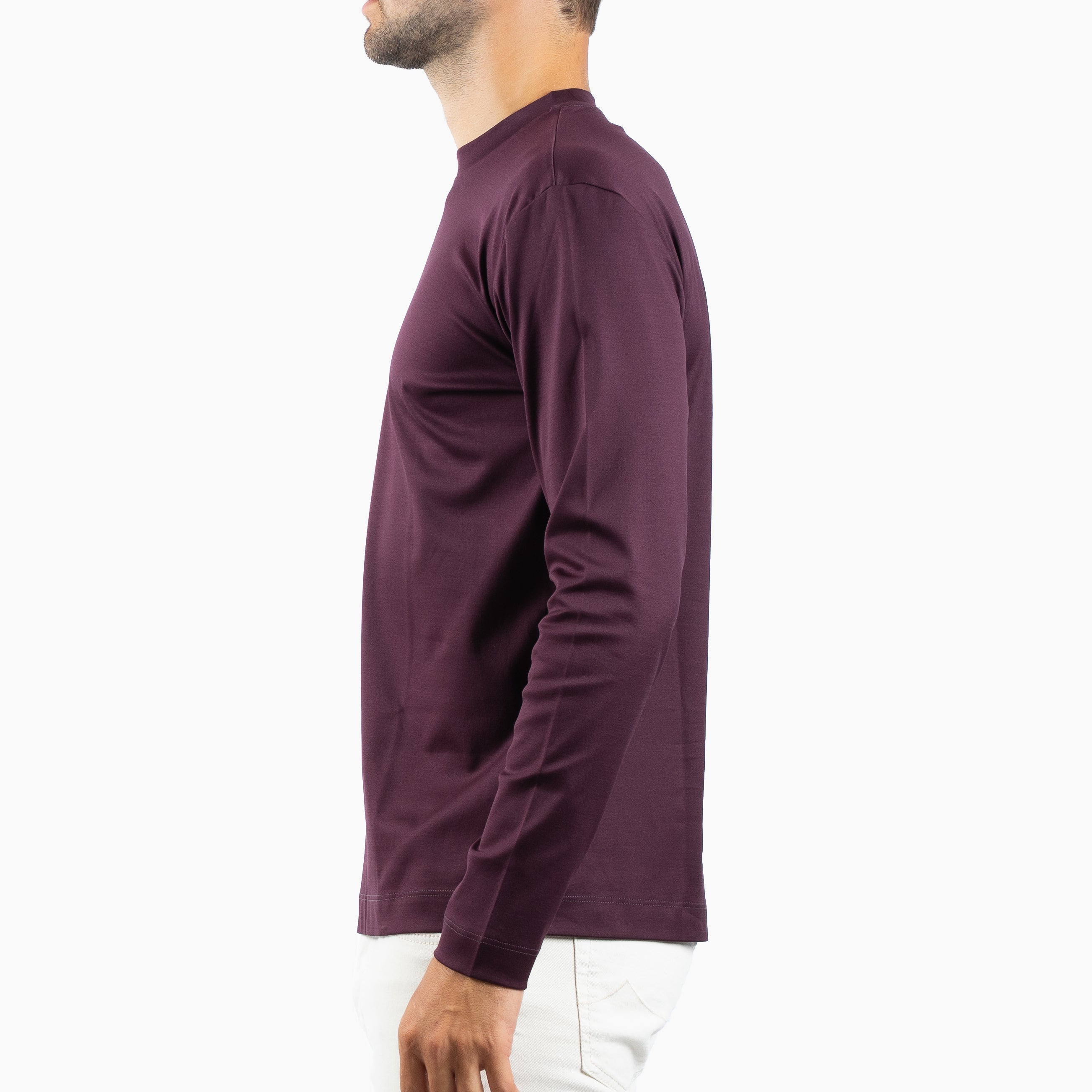Valenza Longsleeve T-Shirt Bordeaux Rood | Interlock Supima T-Shirt L/S