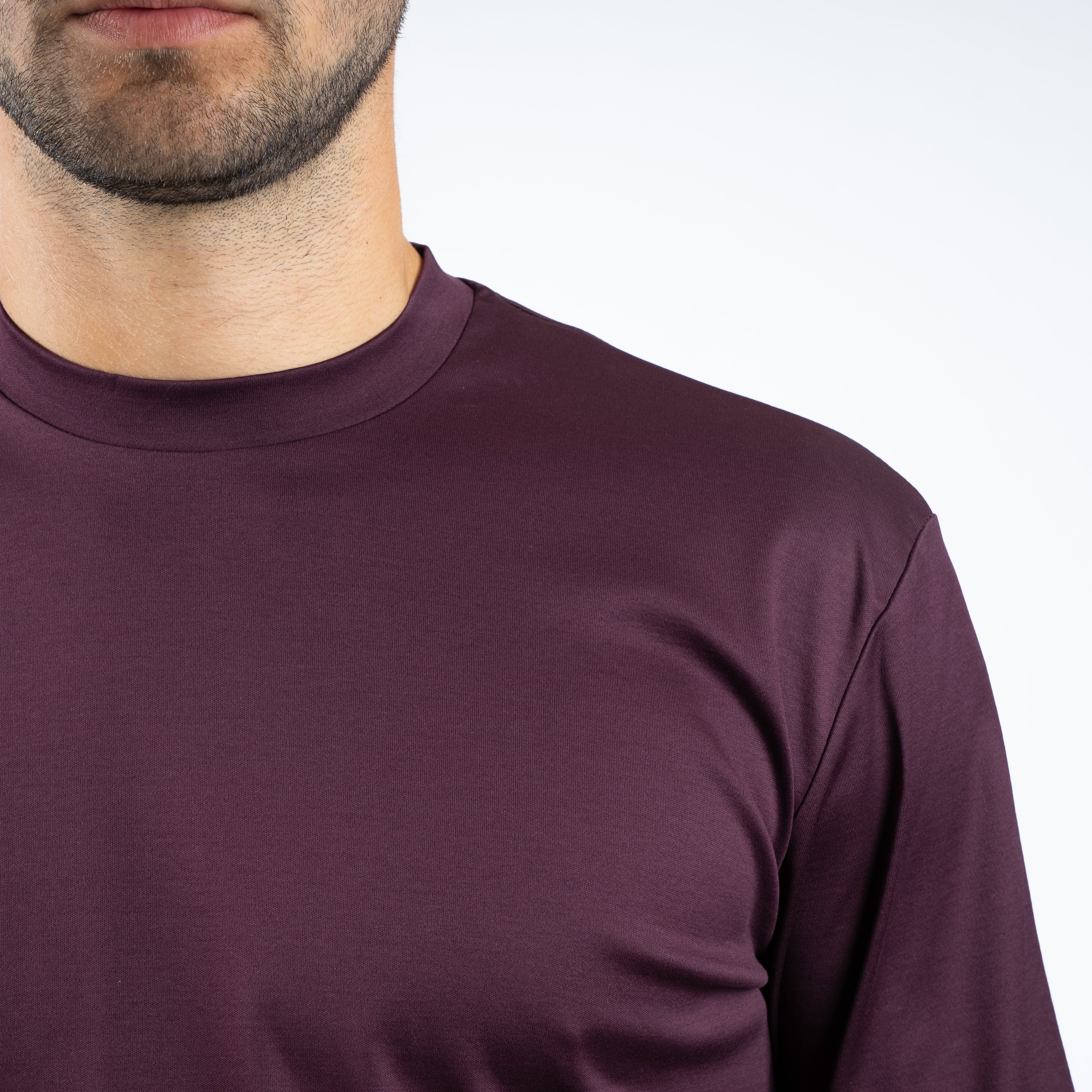 Valenza Longsleeve T-Shirt Bordeaux Rood | Interlock Supima T-Shirt L/S