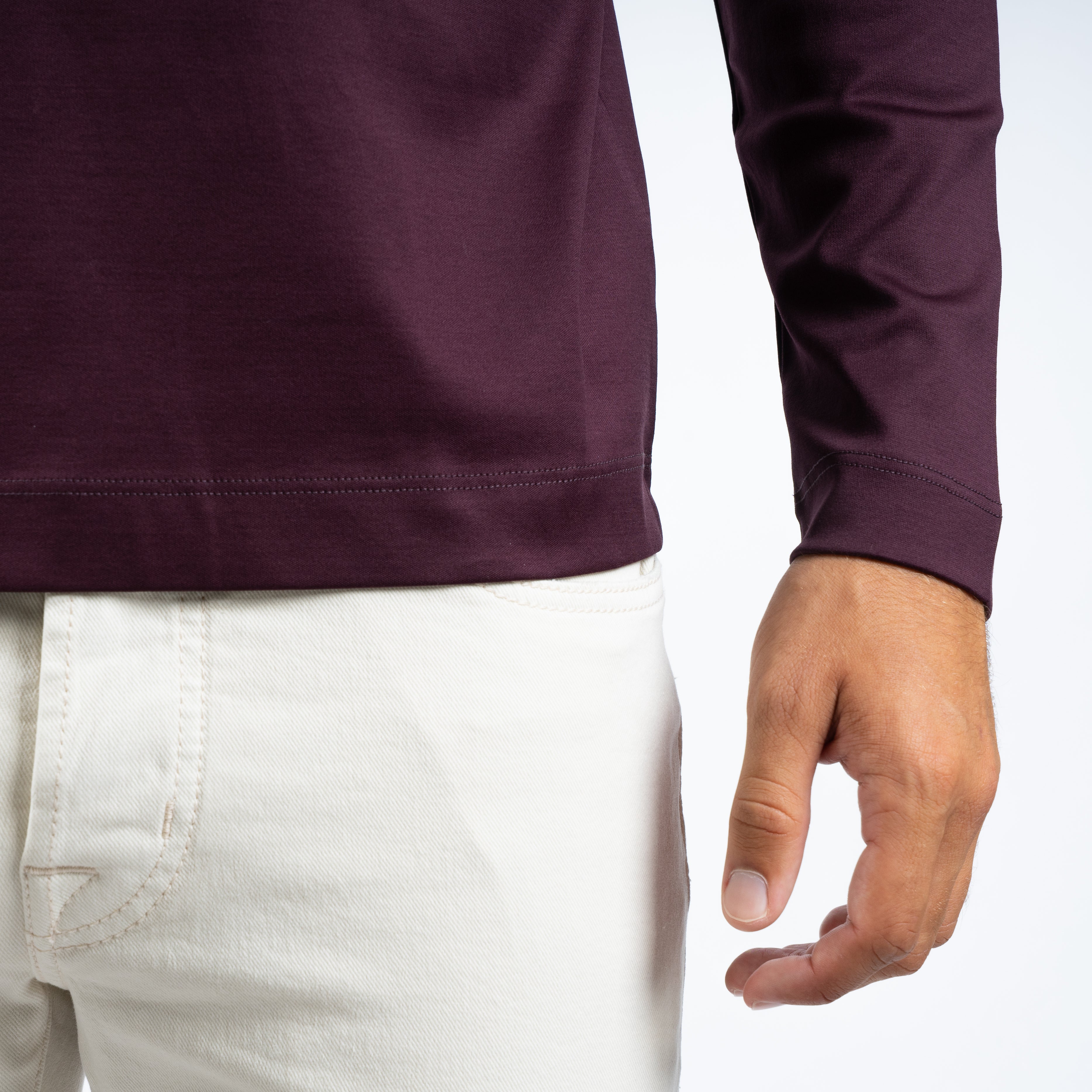 Valenza Longsleeve T-Shirt Bordeaux Rood | Interlock Supima T-Shirt L/S