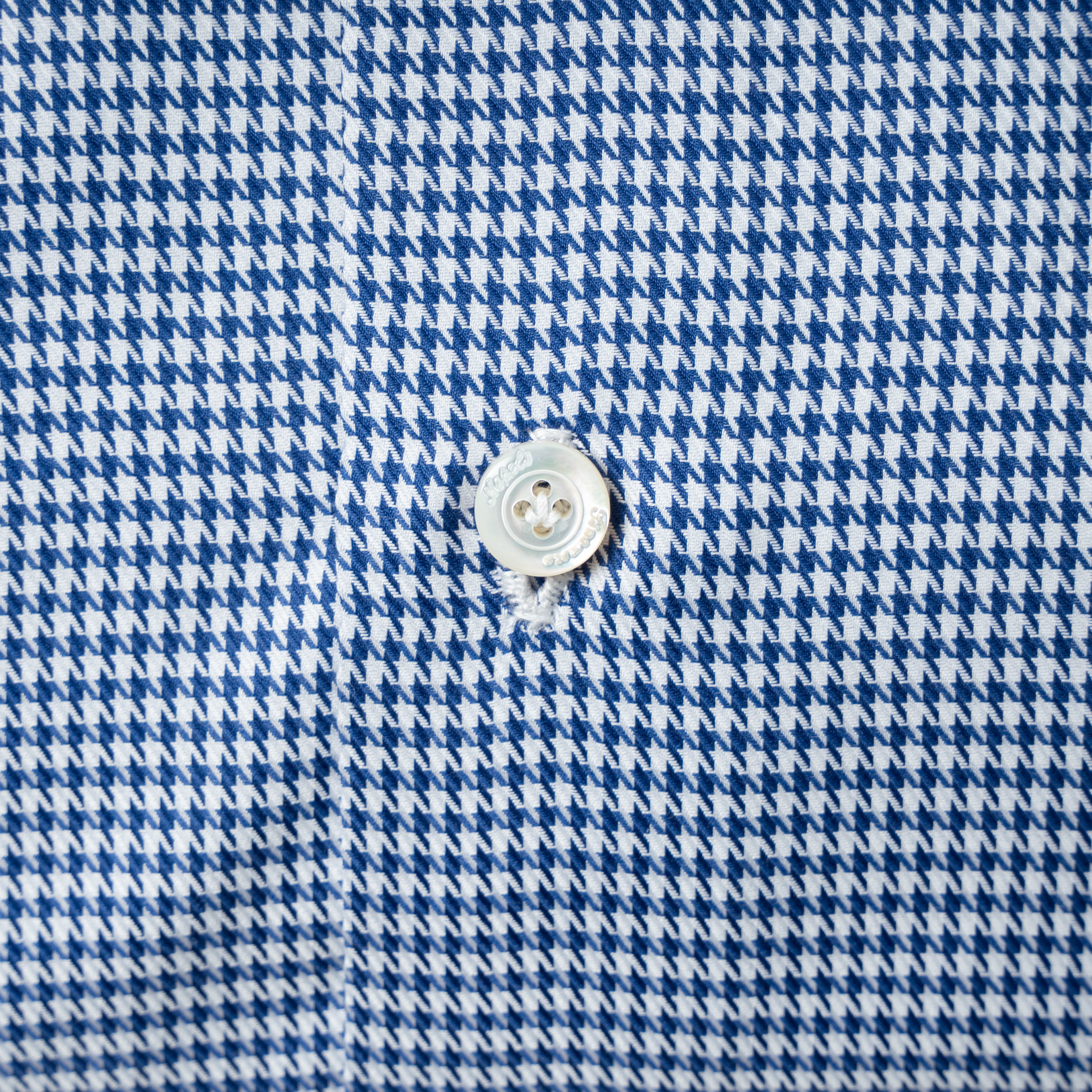 Finamore Overhemd Donkerblauw Pied-de-poule