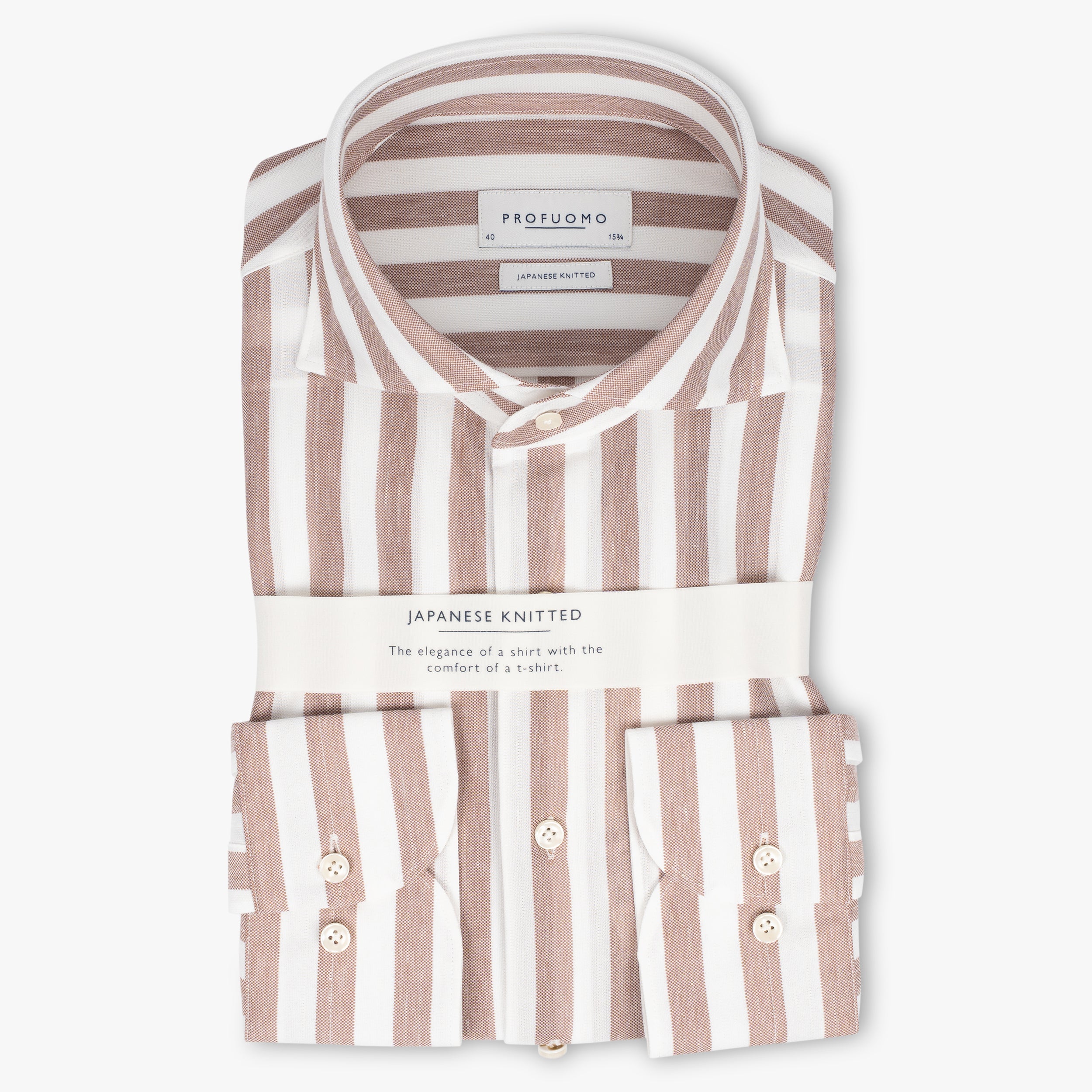 Profuomo Overhemd Brique Streep | Japanese Knitted