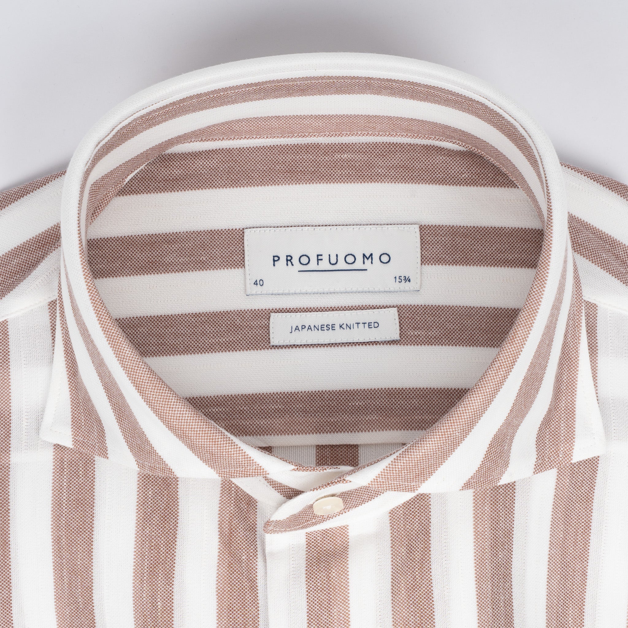Profuomo Overhemd Brique Streep | Japanese Knitted