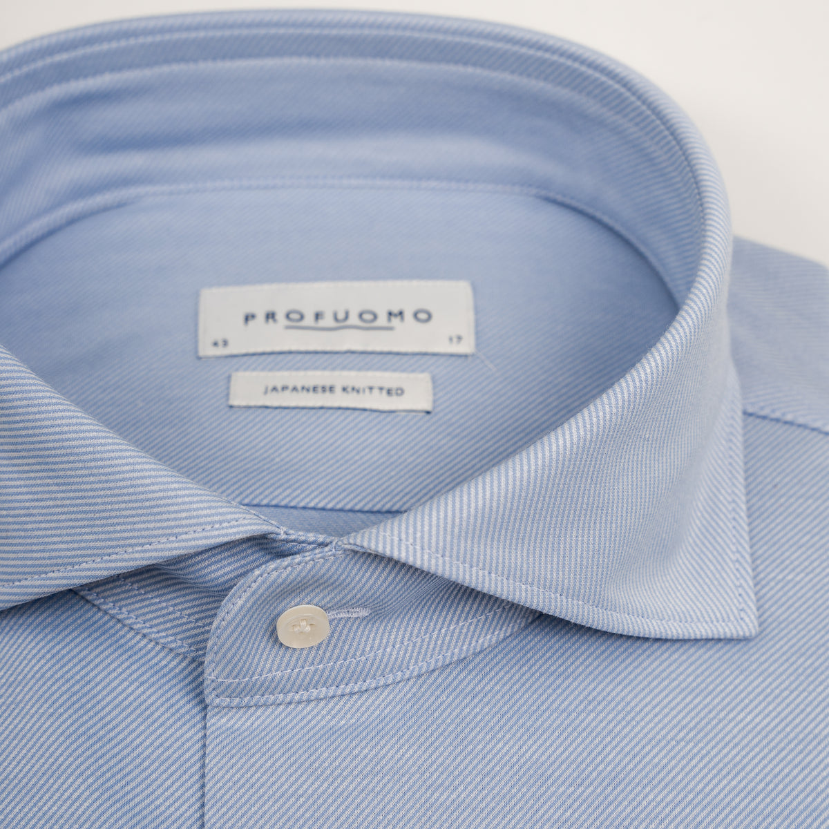 Profuomo Overhemd Lichtblauw Witte Streep | Japanese Knitted