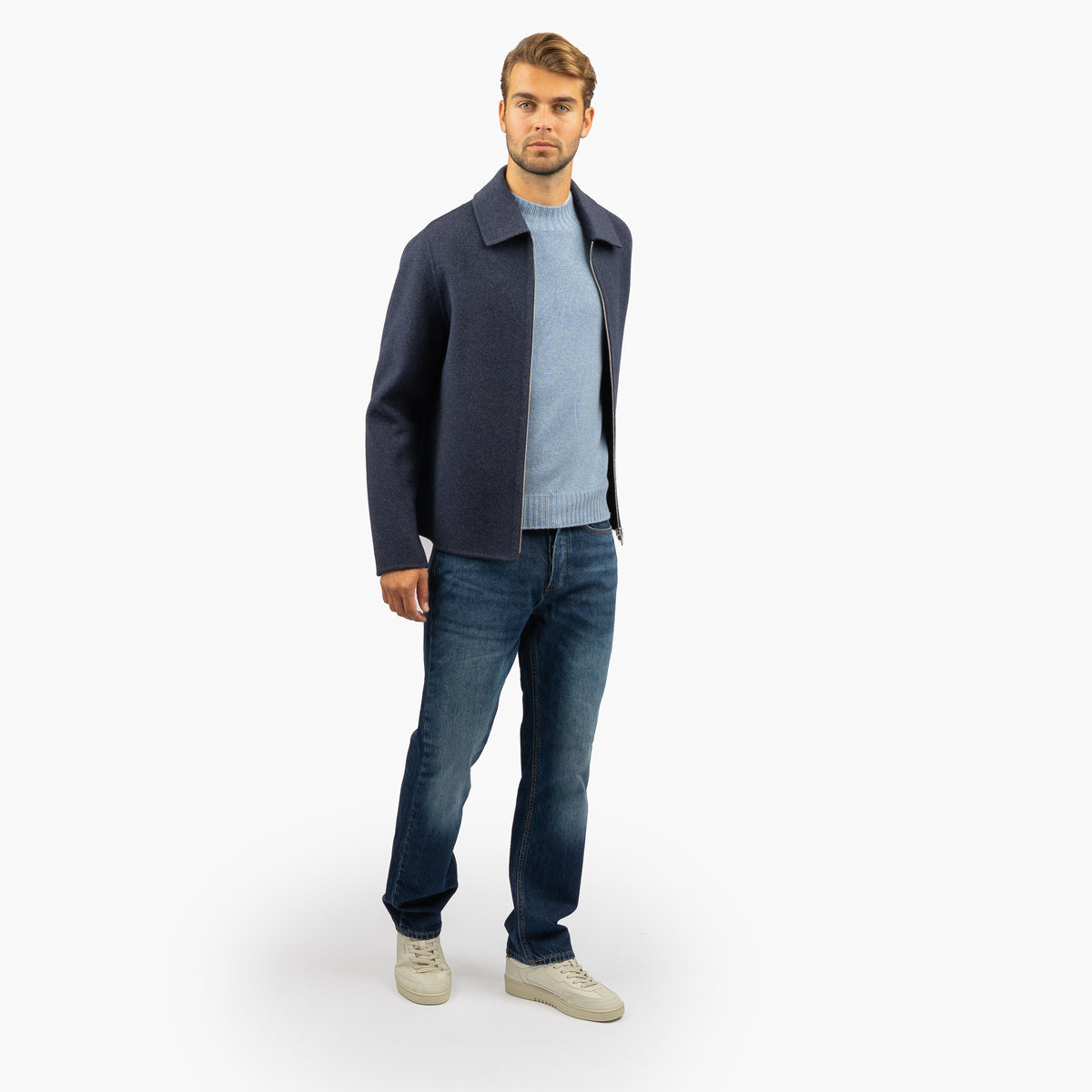 Profuomo Overshirt Blauw | Reversible Wool