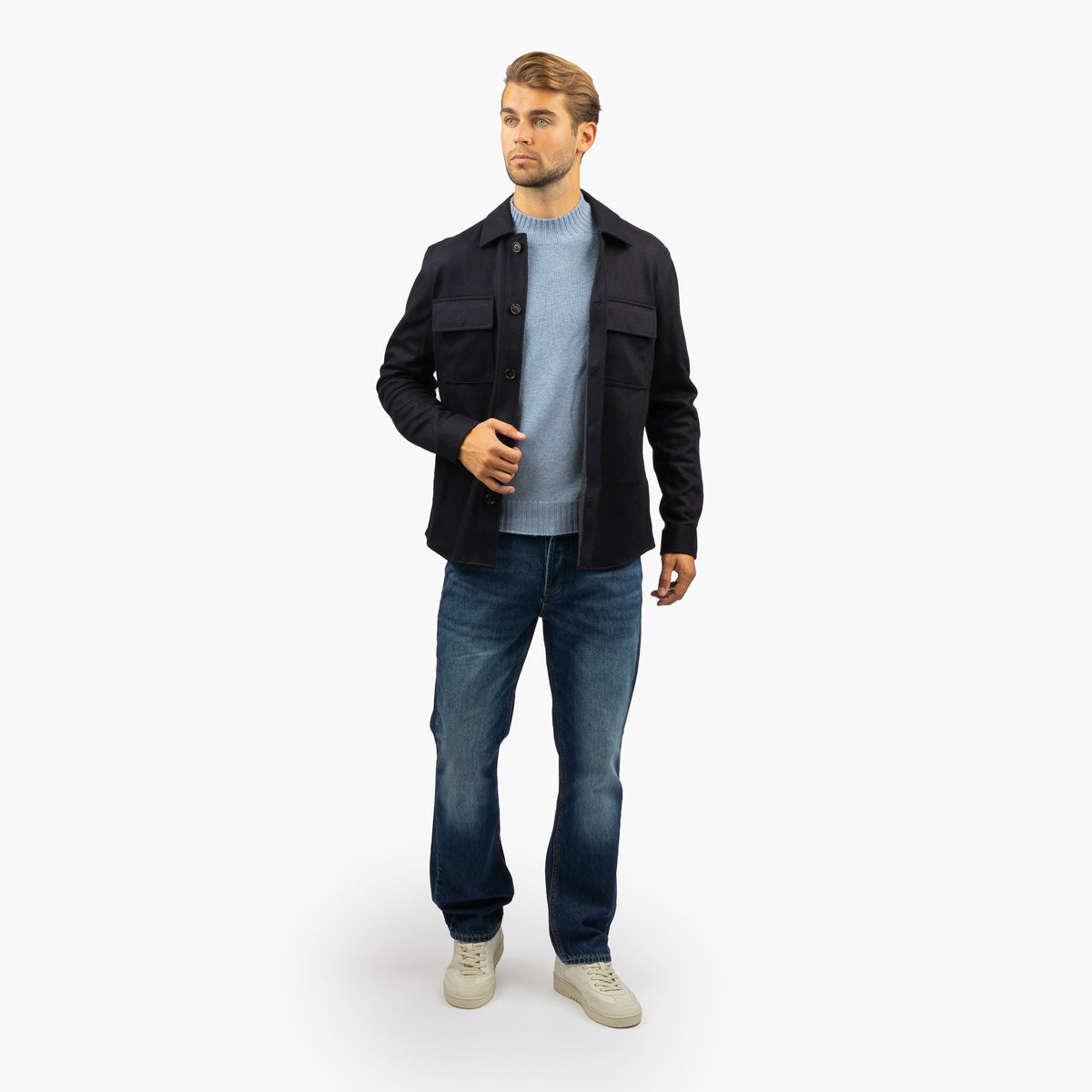 Profuomo Overshirt Blauw | Knitted