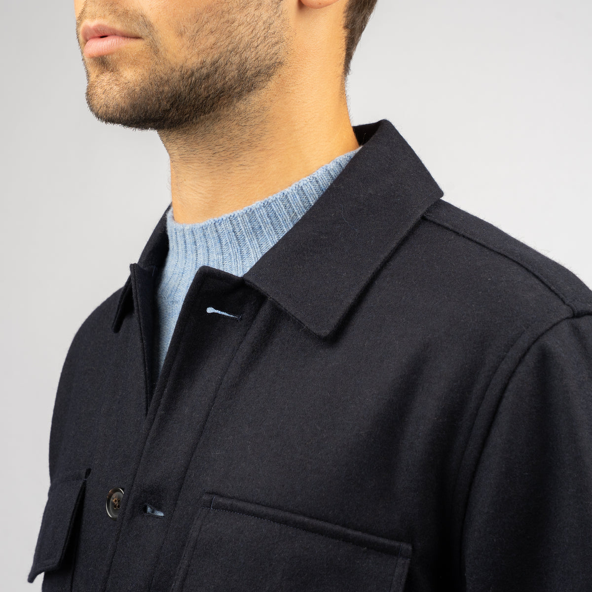 Profuomo Overshirt Blauw | Knitted