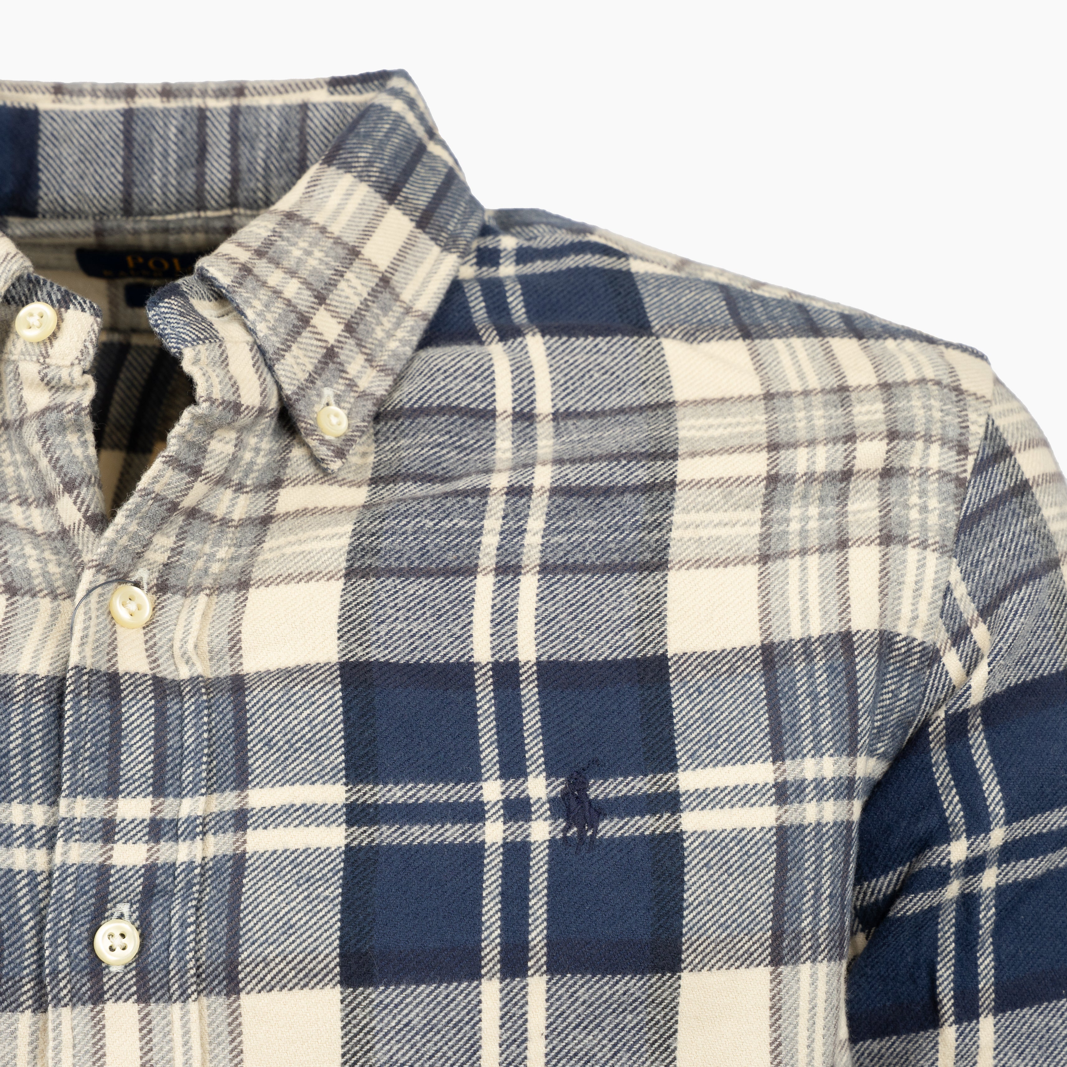 Ralph Lauren Overhemd Blauw / Crème Geruit | Custom Fit