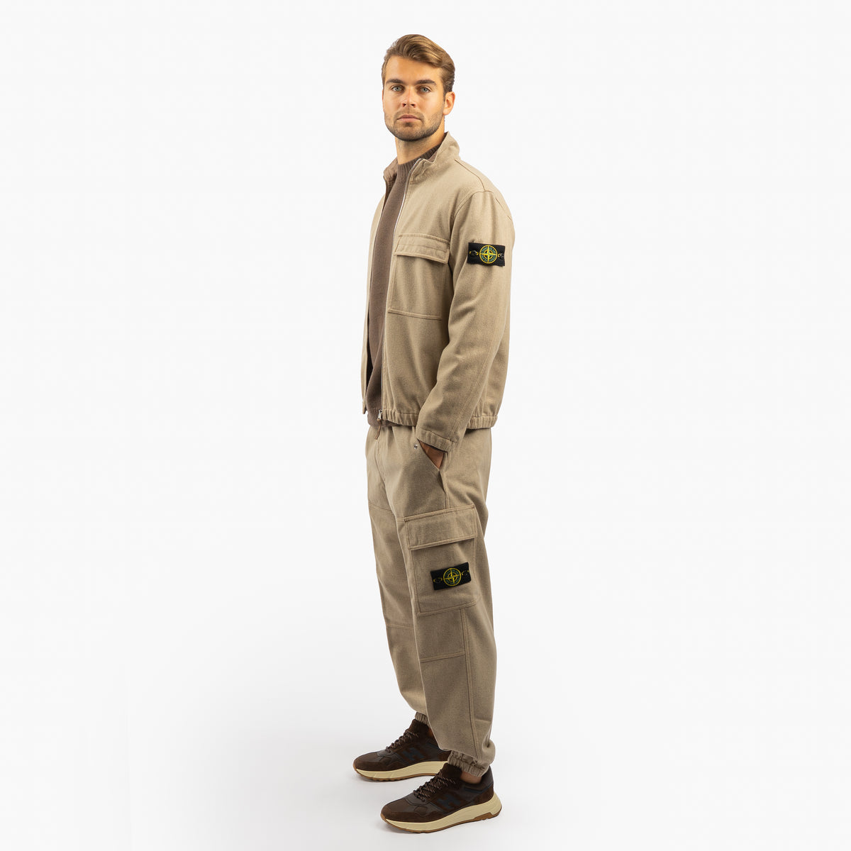 Stone Island Flannel Overshirt Beige | Wool Nylon Flannel-TC
