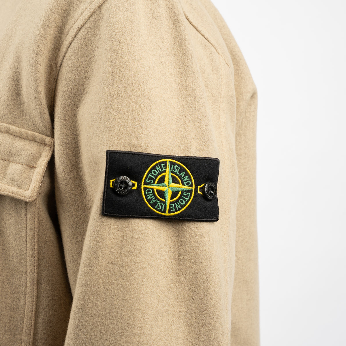 Stone Island Flannel Overshirt Beige | Wool Nylon Flannel-TC