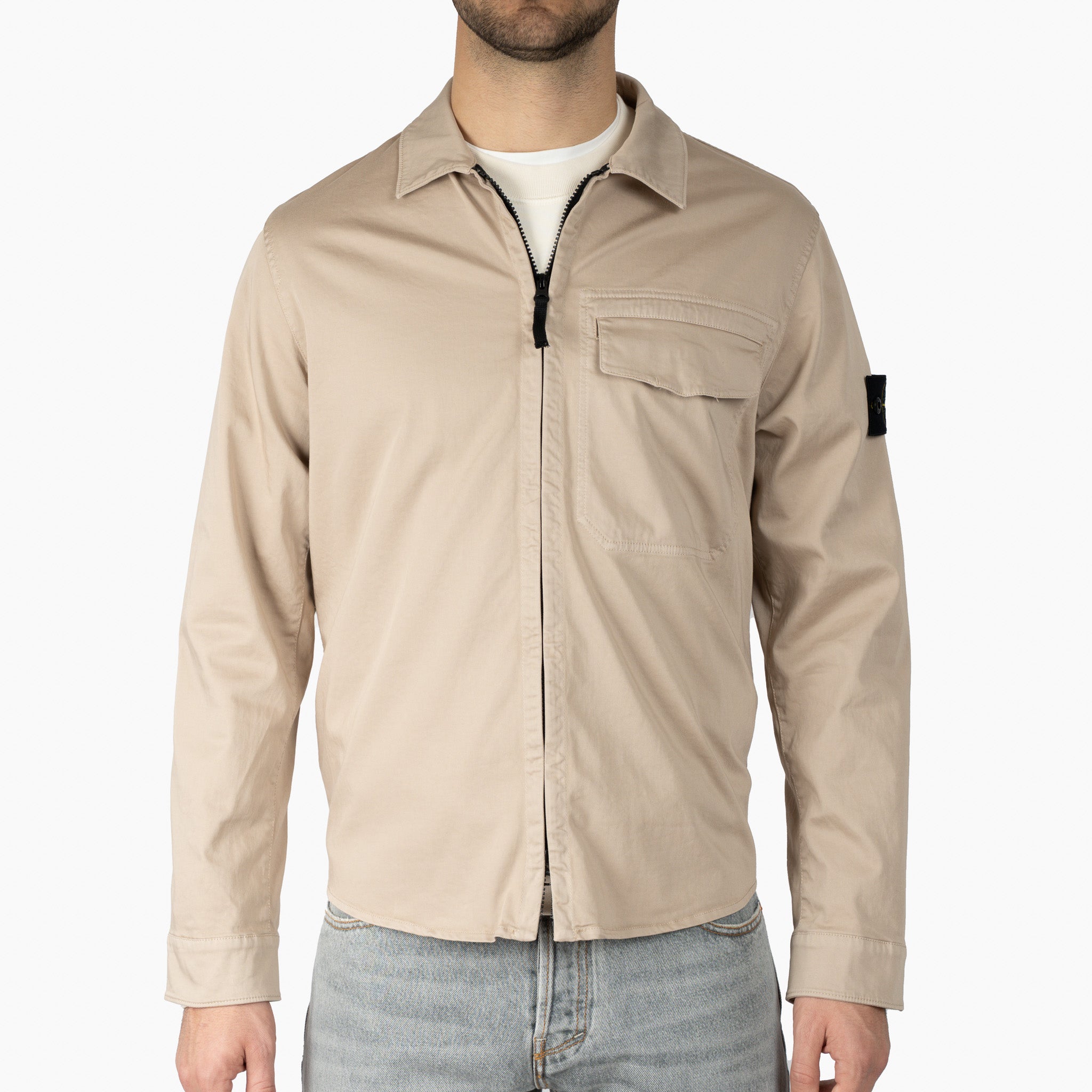 Stone Island Overshirt Beige | Stretch Cotton Satin